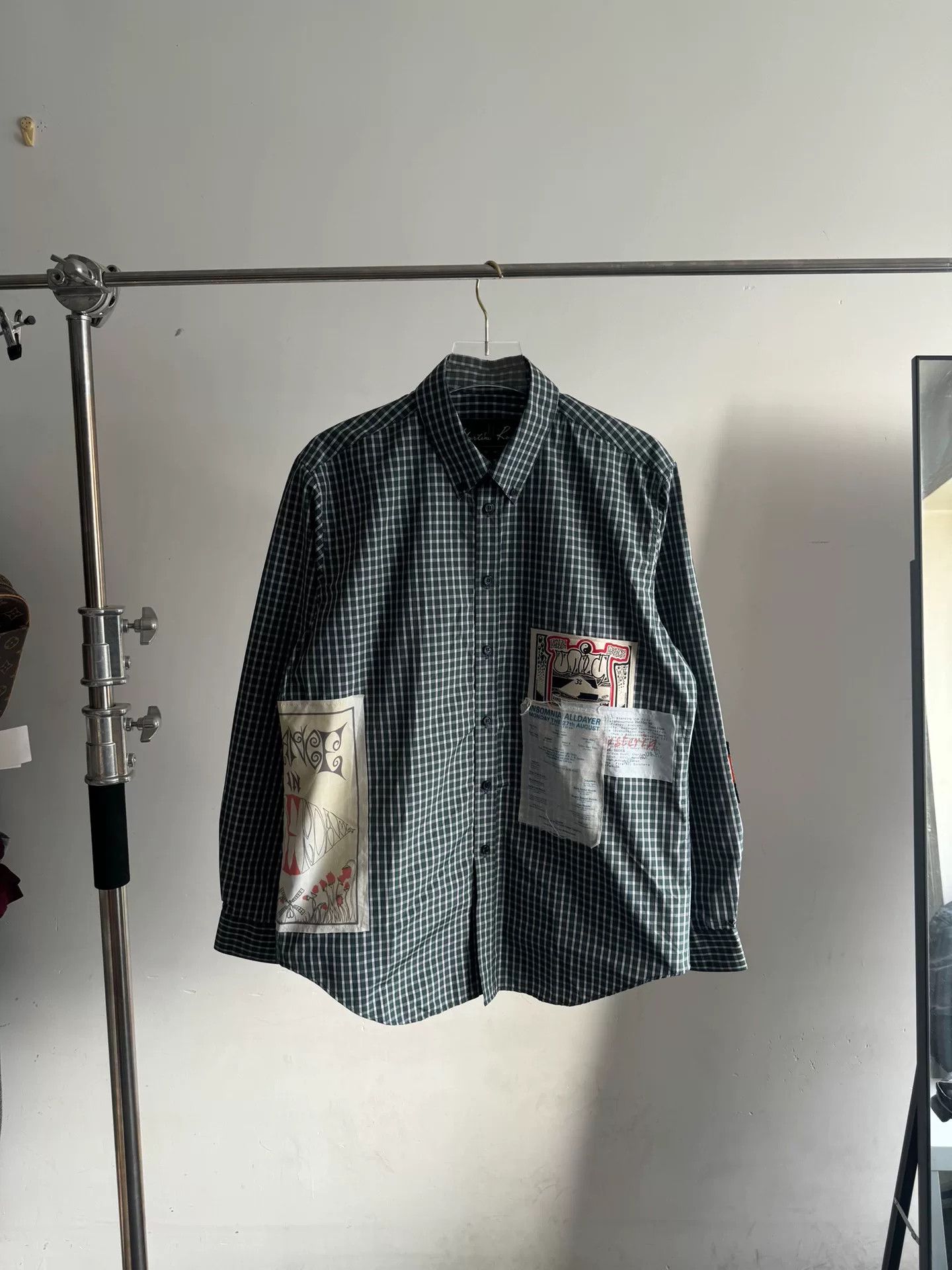 Martine Rose Green Plaid Patch Shirt