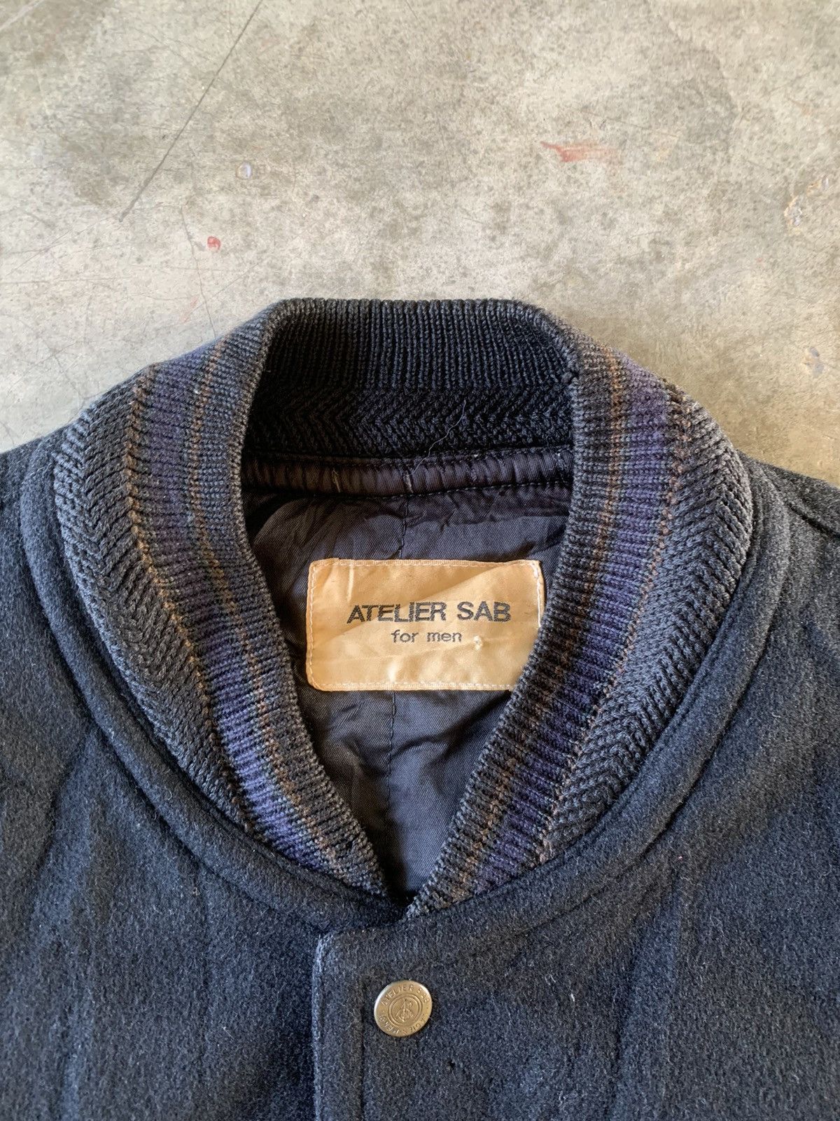 Japanese Brand × Vintage ATELIER SAB for men rare varsity leather sleeve jacket Size US L / EU 52-54 / 3 - 2 Thumbnail