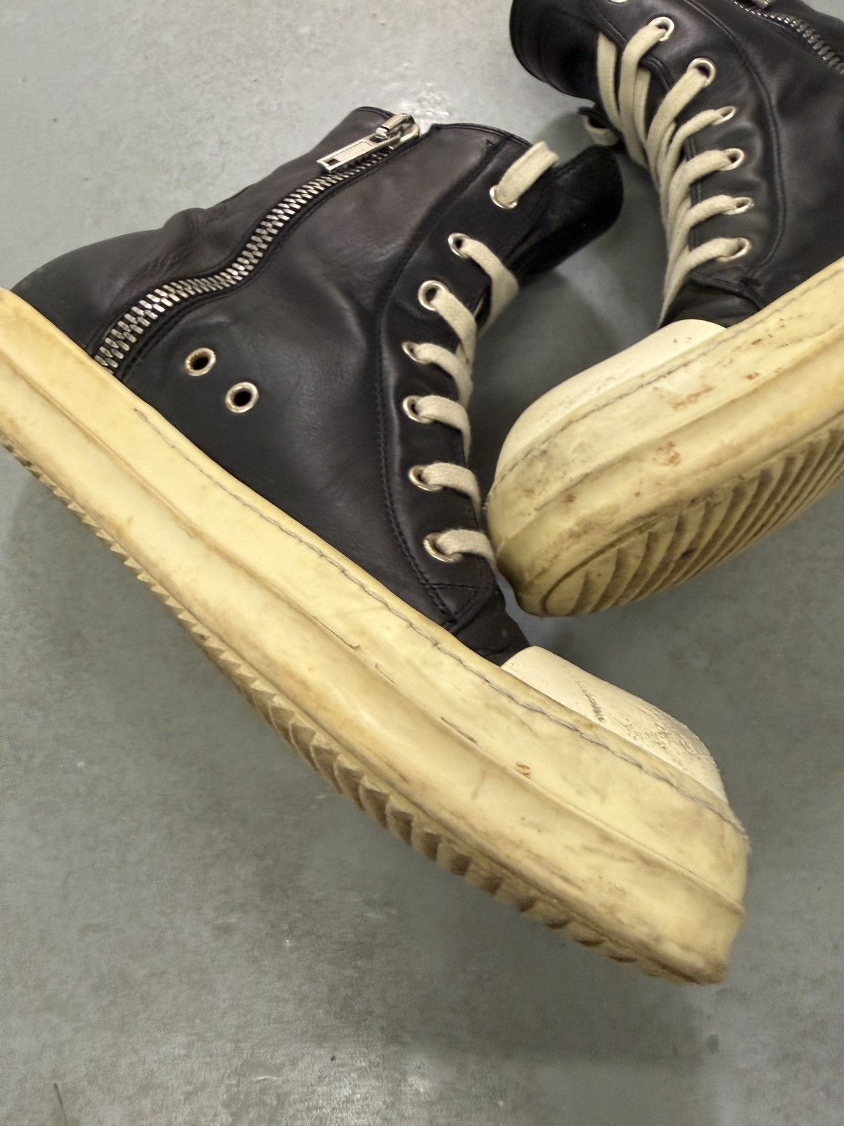 Rick Owens Rick Owens Mainline Leather Ramones High Top Sneakers Size US 7 / EU 40 - 7 Thumbnail