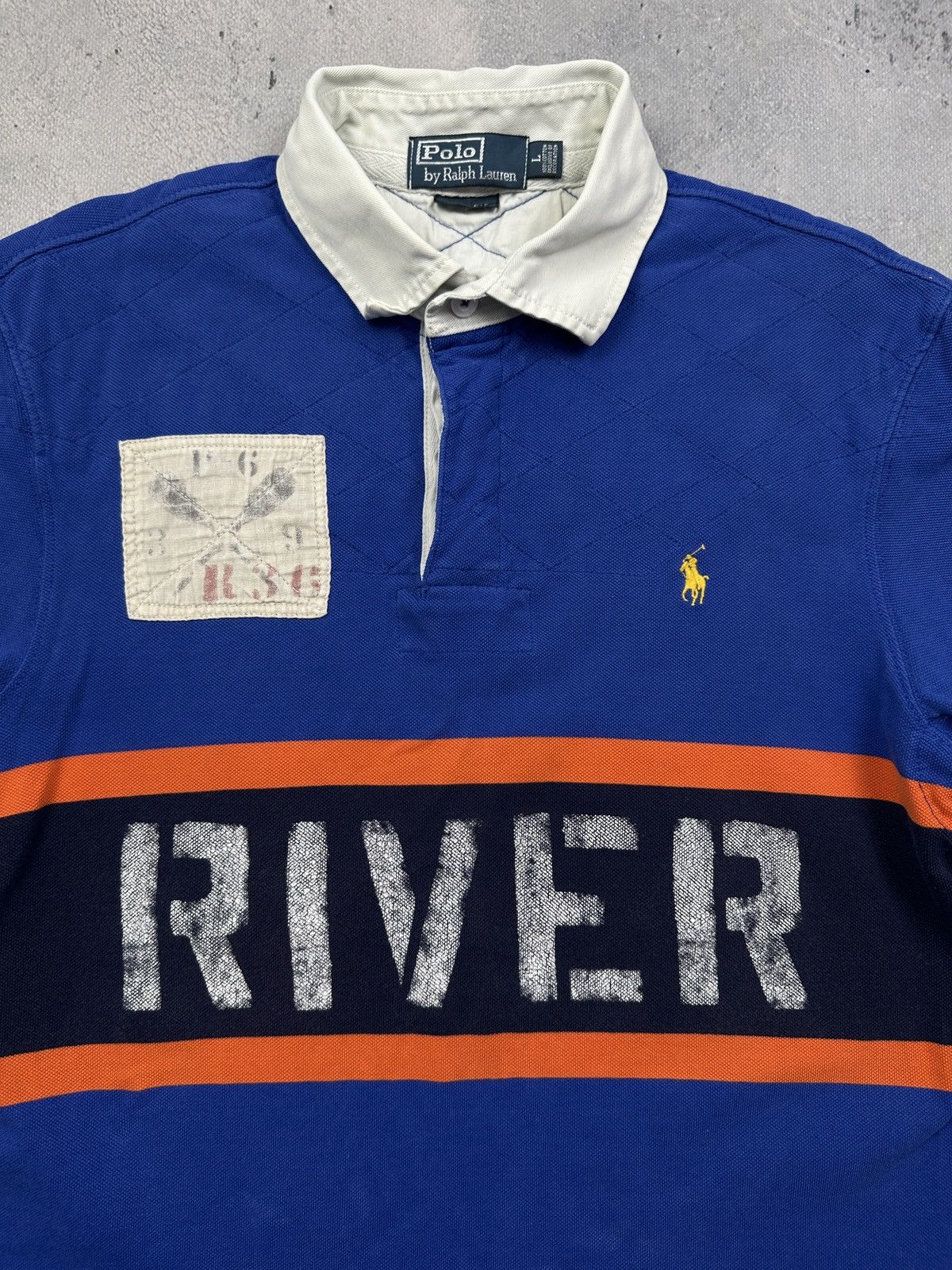 Polo Ralph Lauren Vintage Polo Ralph Lauren Rugby RIVER Patchwork Crest Shirt Size US L / EU 52-54 / 3 - 9 Thumbnail