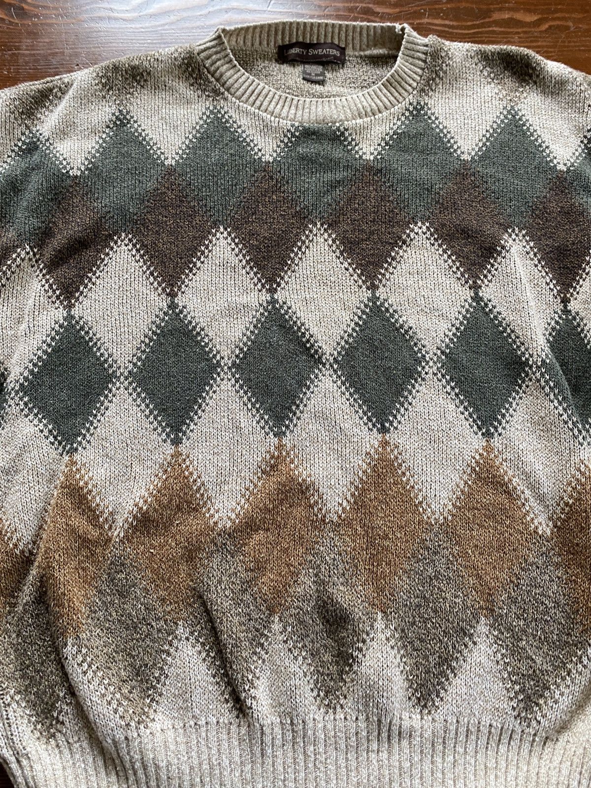 Vintage Vintage 90’s Liberty Sweaters Diamond Pattern Knit Sweater Size US M / EU 48-50 / 2 - 3 Thumbnail