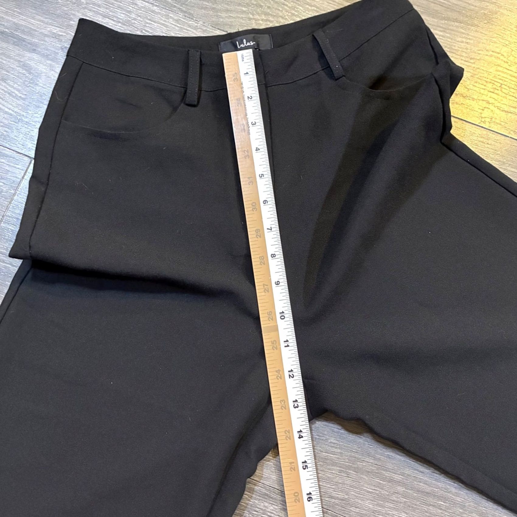 Lulus Lulus Black Wide Leg High Waisted Trousers Pants Women Size S Workwear Formal Wrinkle-Resistant Pockets Lined Stretch Crepe Size 28" / US 6 / IT 42 - 8 Thumbnail