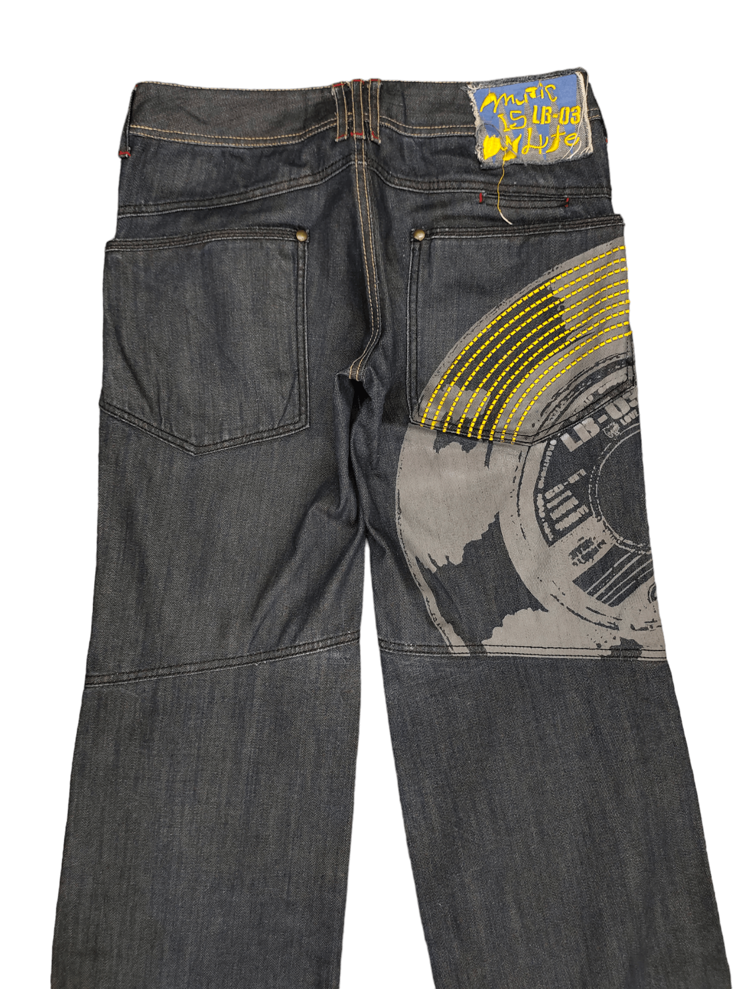 If Six Was Nine LB-03 Embroidered Design Drawstring Wide Loose Denim Pants Size US 29 - 2 Thumbnail