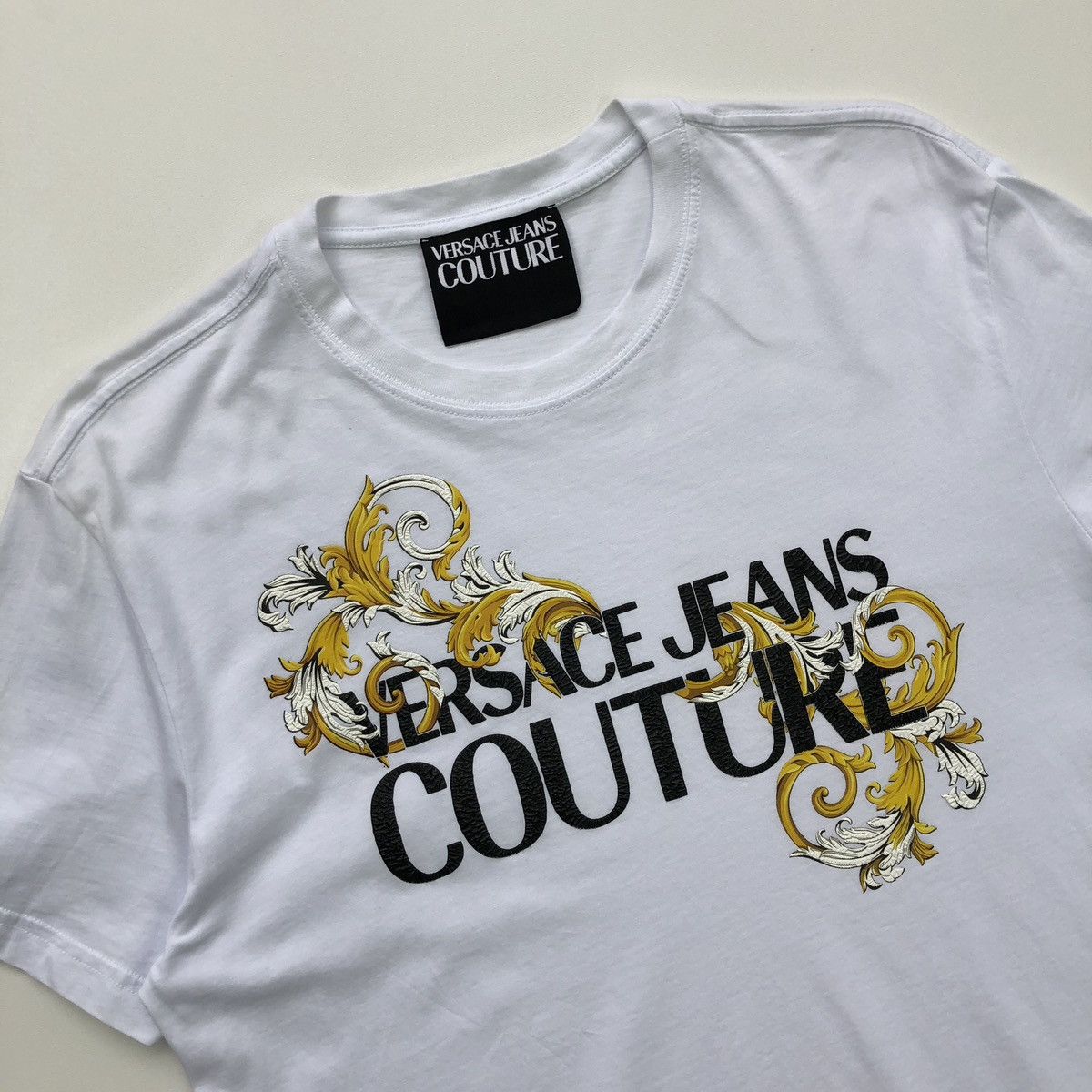 Versace Jeans Couture Versace Jeans Couture Barocco Printed T-Shirt White Size US M / EU 48-50 / 2 - 2 Thumbnail