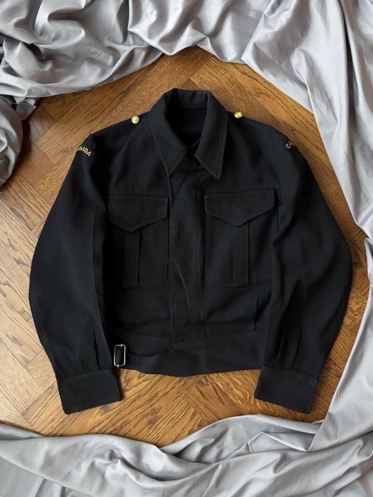 Vintage 1950s Battledress Jacket WW2 Cropped Military Wool Flight US Size US S / EU 44-46 / 1 - 4 Thumbnail