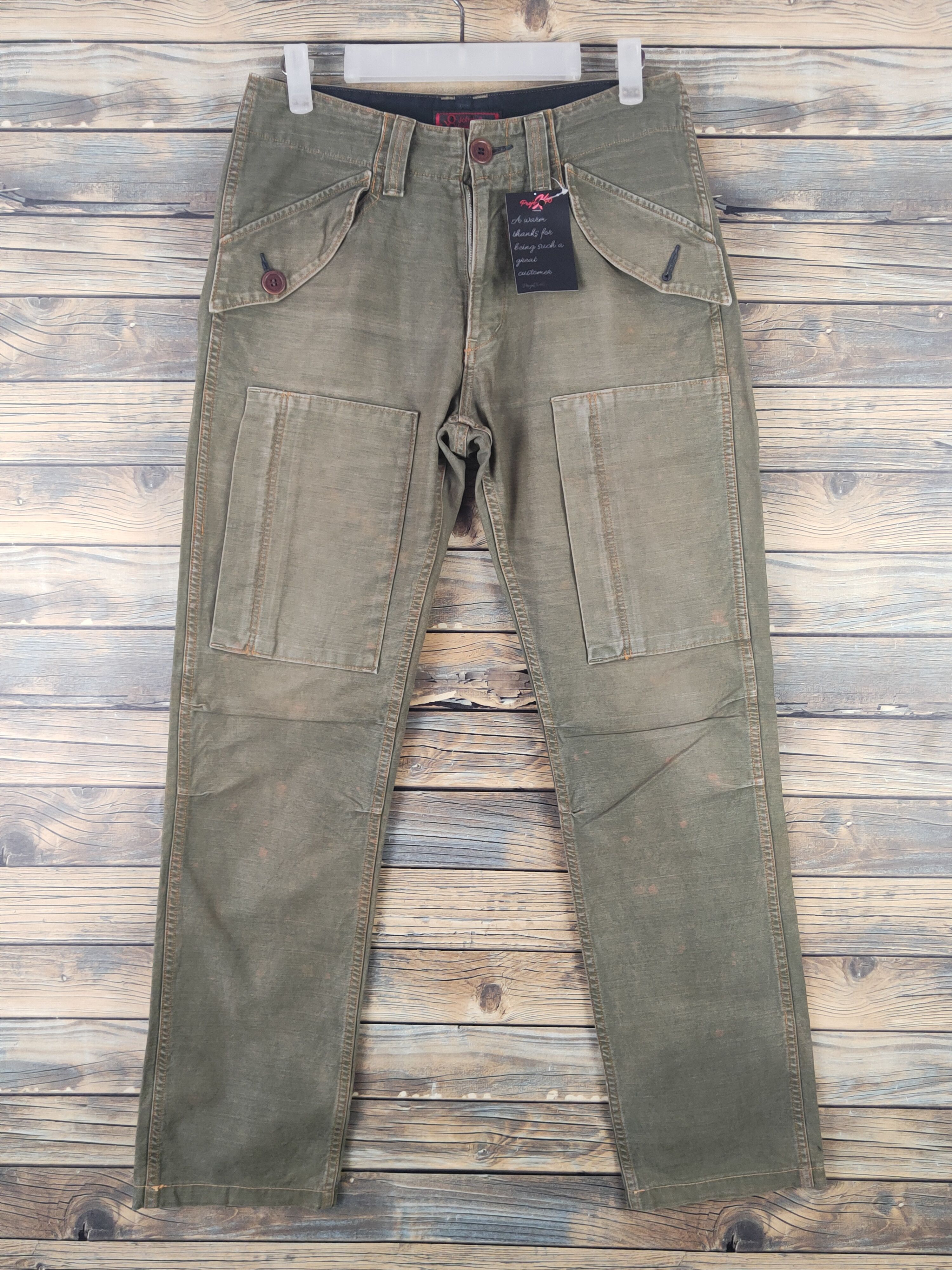 Johnbull DL Johnbull Olive Faded Multipocket Cargo Pants #46-055 Size US 29 - 1 Thumbnail