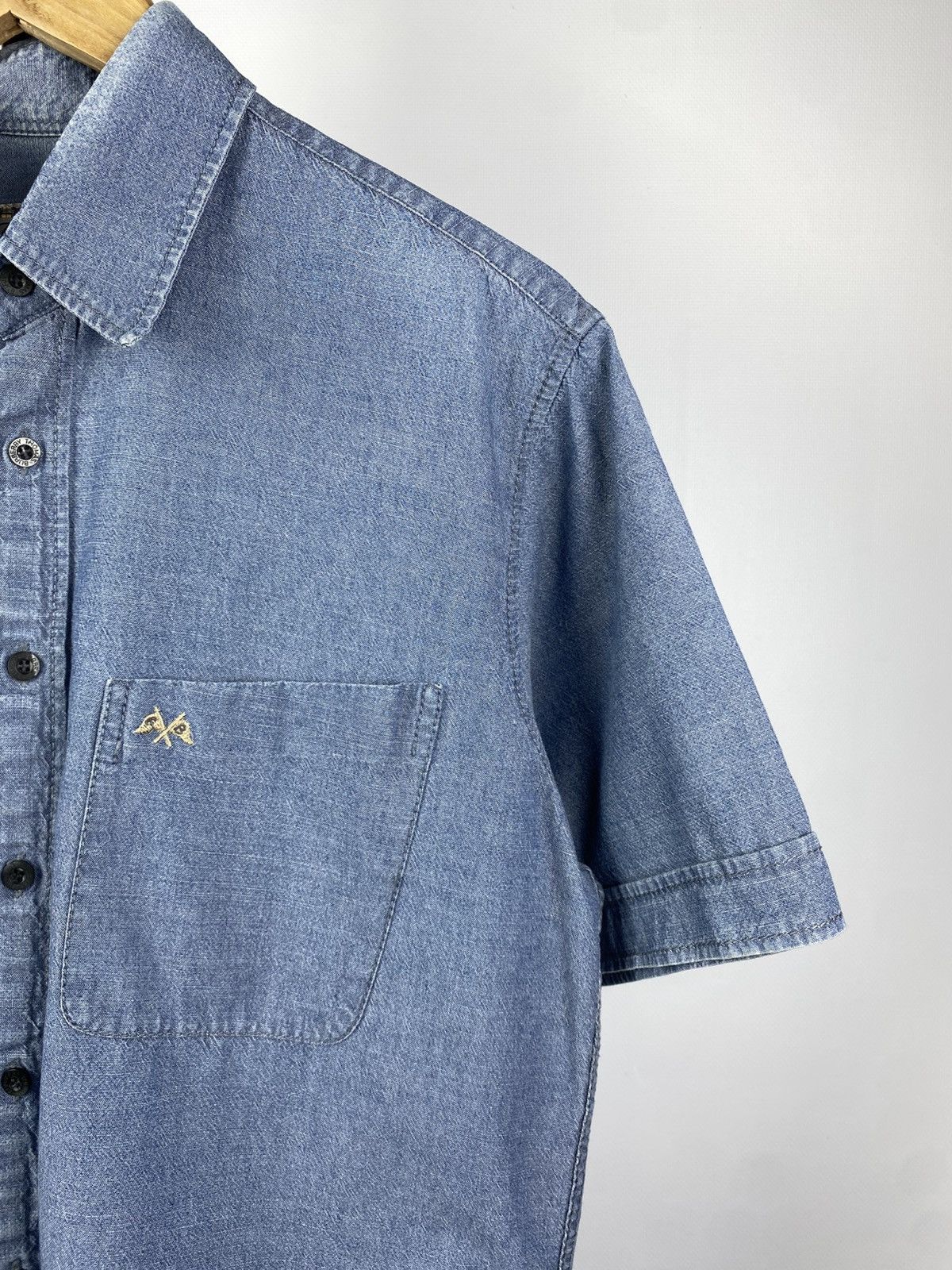 Burberry RARE Thomas Burberry Vintage Denim Shirt short sleeve 90s Size US L / EU 52-54 / 3 - 3 Thumbnail