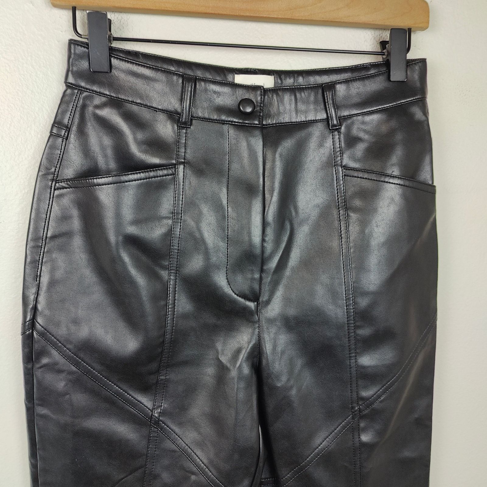 Aritzia Aritzia Wilfred The Rebel Pant Womens 4 Black Faux Leather Size 27" / US 4 / IT 40 - 2 Thumbnail