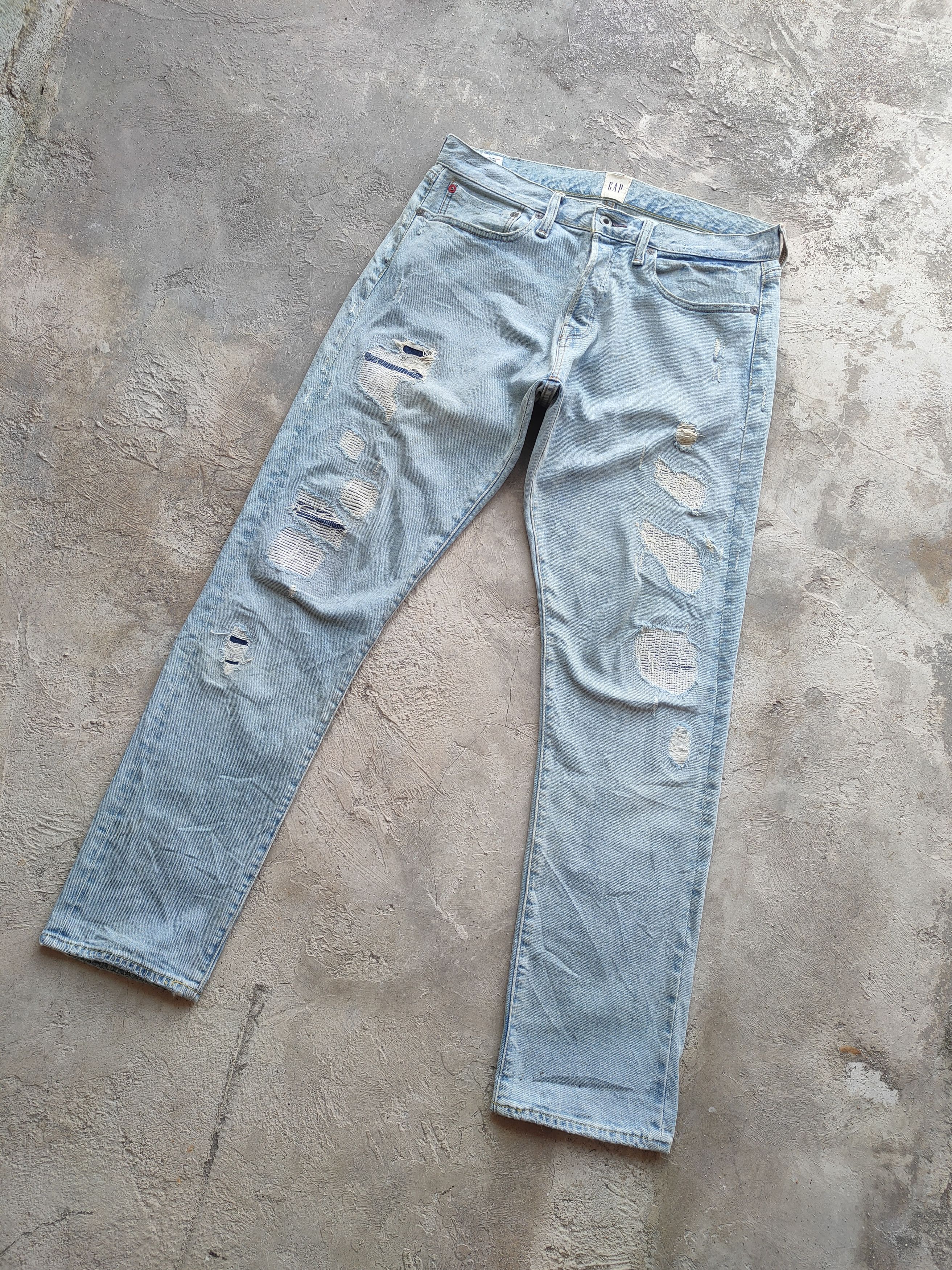 Gap W32 VINTAGE GAP FADED BLUE DISTRESSED JEAN PANTS Size US 32 / EU 48 - 2 Thumbnail