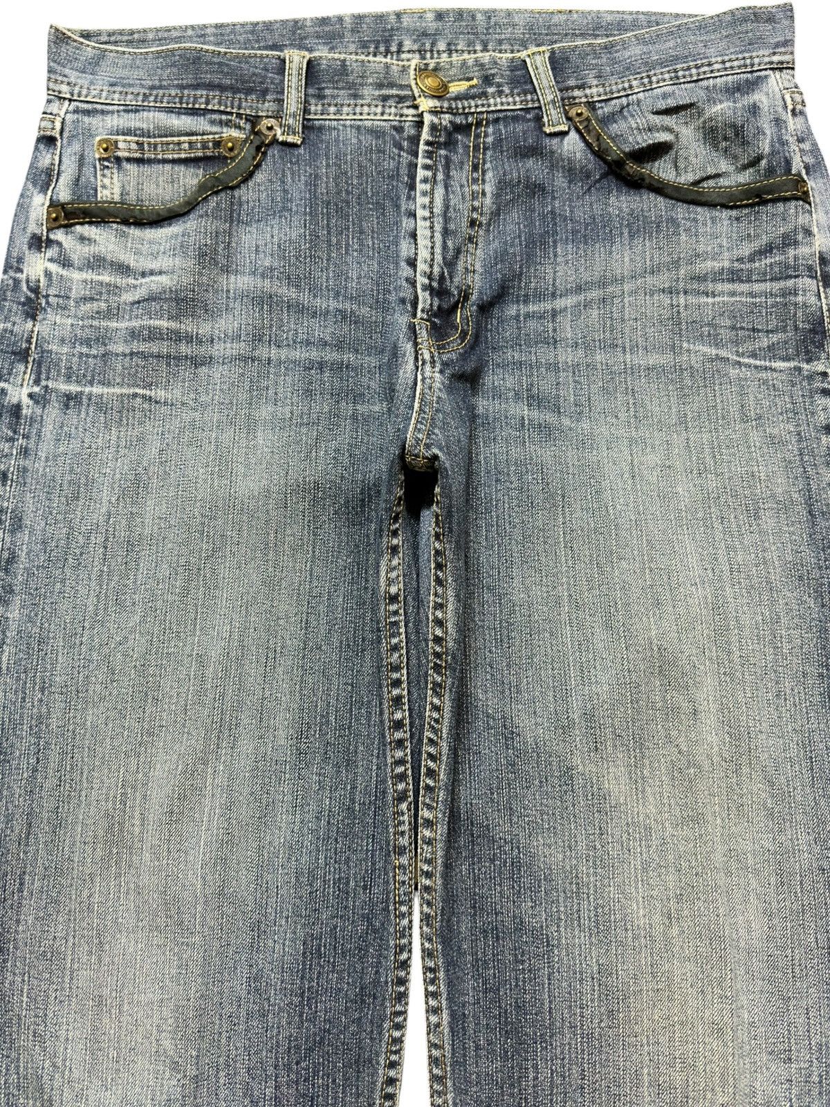 POST ARCHIVE FACTION (PAF) Vintage Japanese Brand Baggy Wide Leg Leather Pocket Denim Size US 34 / EU 50 - 2 Thumbnail