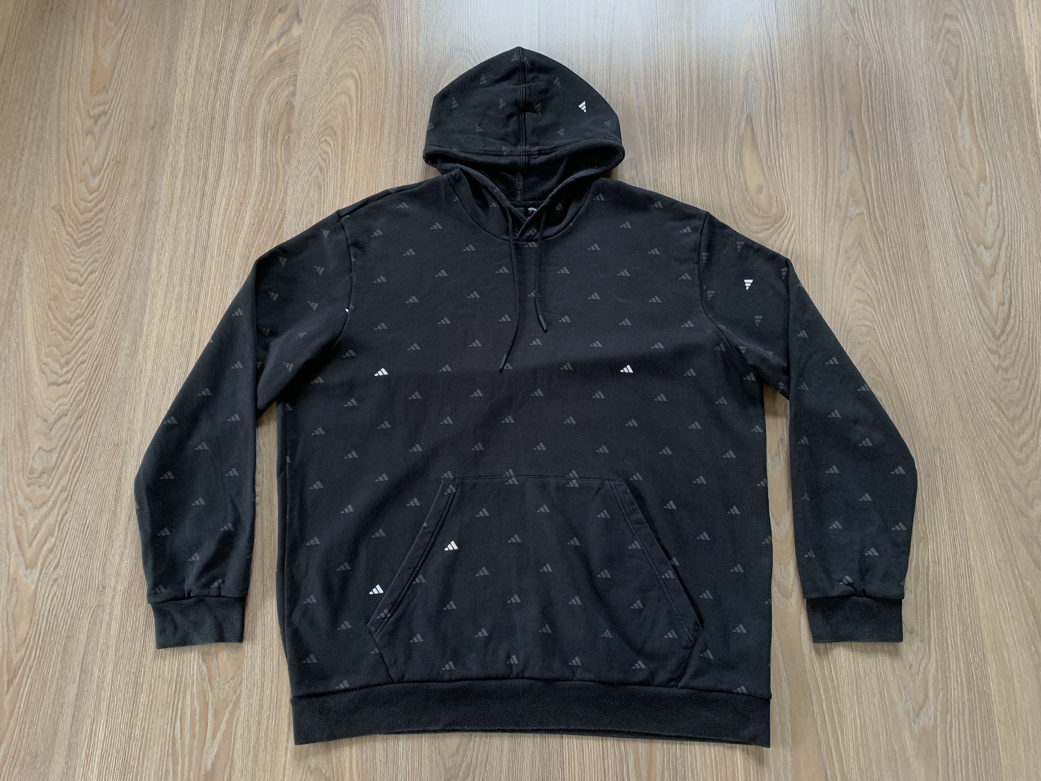 Adidas Adidas Monogram Multi Logo Cotton Black Hoodie Size US XXL / EU 58 / 5 - 2 Thumbnail
