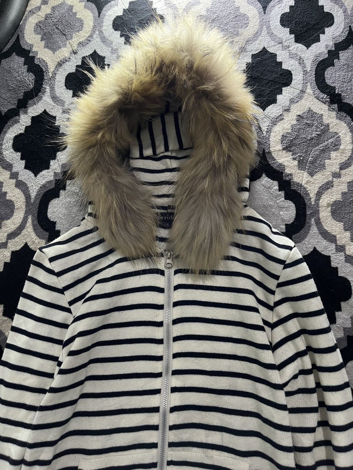 Le Grande Bleu (L.G.B.) Japanese sorridere fauxfur striped hoodie y2k Size US M / EU 48-50 / 2 - 2 Thumbnail