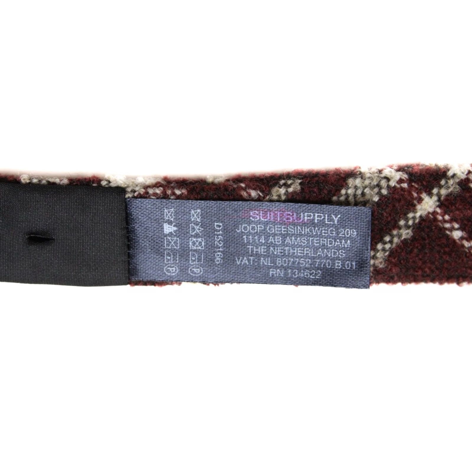 Suitsupply SUITSUPPLY Check Bordeaux Bow Tie Men's ONE SIZE Wool Blend Tied Size ONE SIZE - 4 Thumbnail