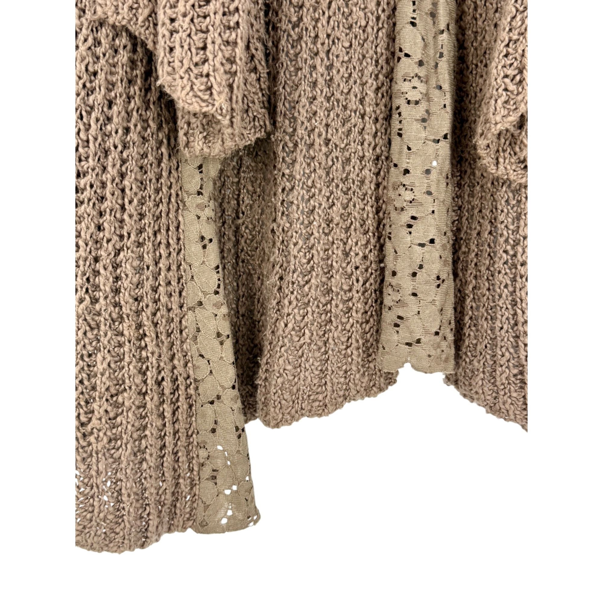 Anthropologie Anthropologie Brown Lace Trim Knit Cardigan Sweater | Grunge Size S / US 4 / IT 40 - 3 Thumbnail