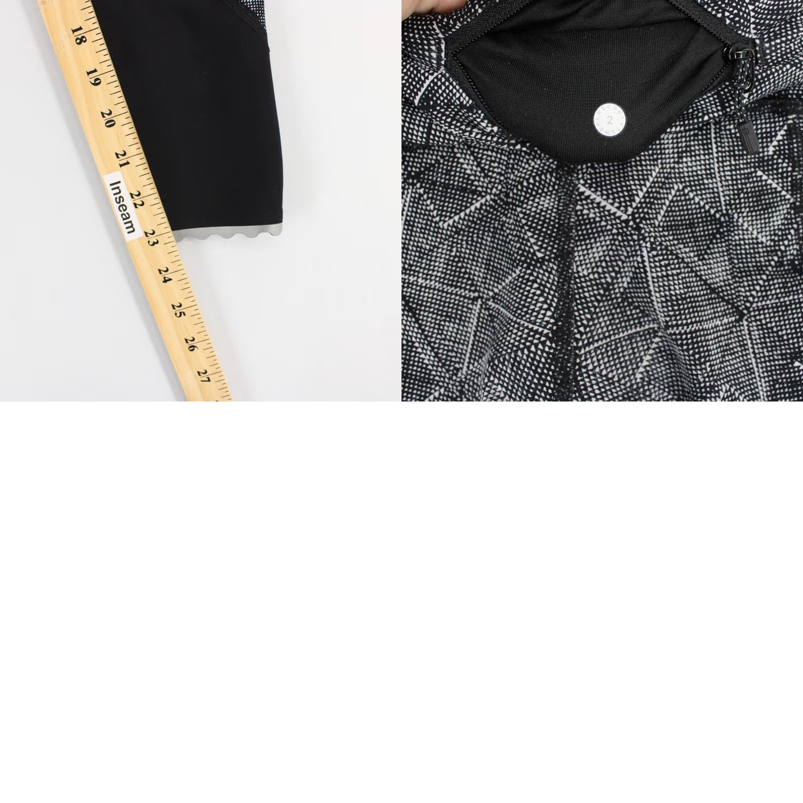 Lululemon Lululemon Tight Stuff Leggings Womens 2 Black White Geometric Print Side Pockets Running & Jogging Size 26" / US 2 / IT 38 - 8 Thumbnail