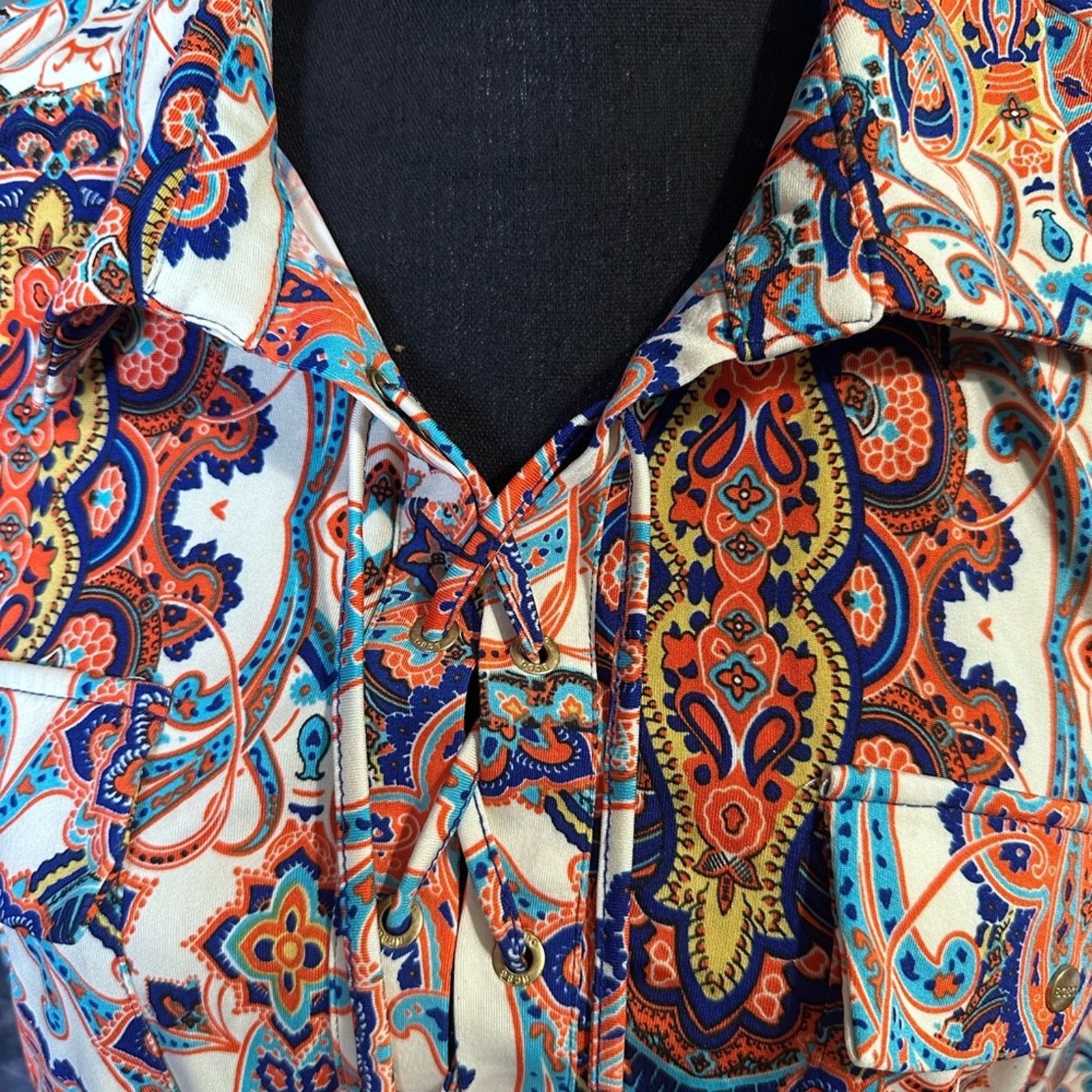 Bcbgmaxazria BCBG Maxazria Bright Paisley Blouse Size L / US 10 / IT 46 - 2 Thumbnail