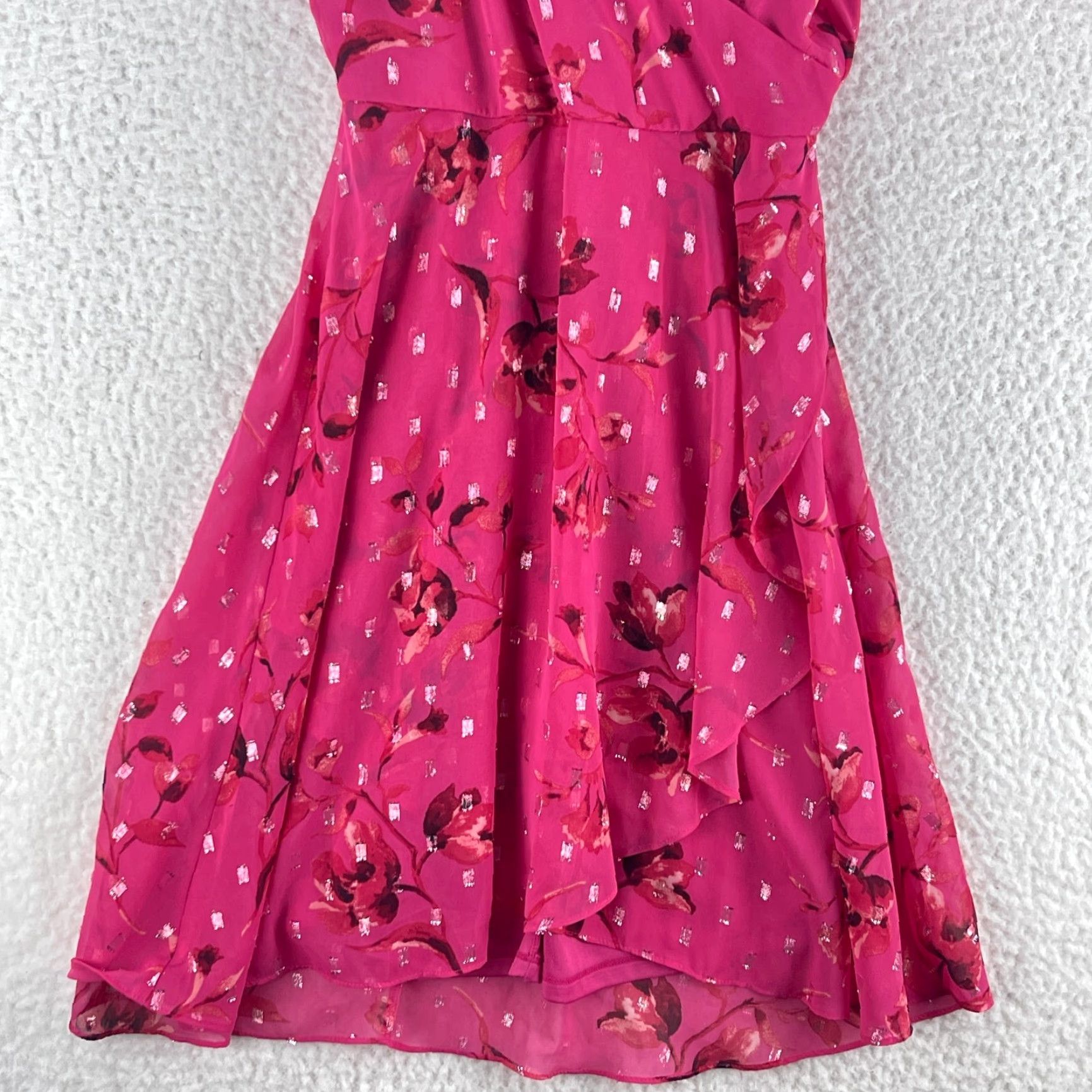 White House Black Market White House Black Market Dress Womens Size 2 Pink Cold Shoulder Ruffle Floral Size XS / US 0-2 / IT 36-38 - 3 Thumbnail