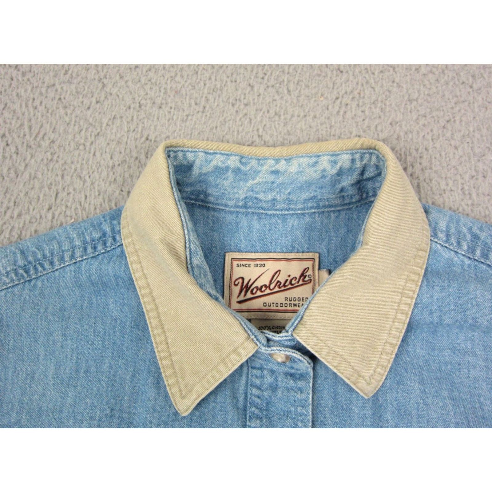 Vintage Woolrich Shirt Womens M Button-Up Denim Blue 90s Vintage Casual Workwear Pockets Regular Fit JS9 Size M / US 6-8 / IT 42-44 - 4 Thumbnail