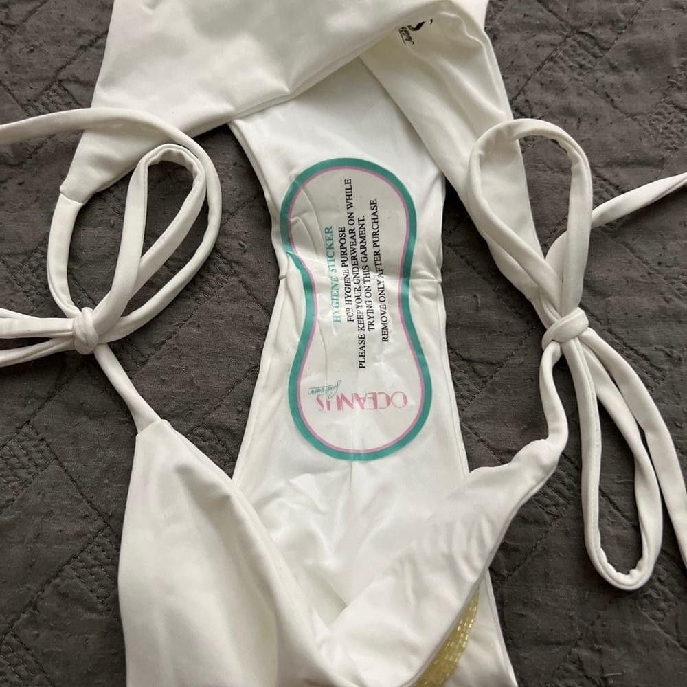 Other Oceanus Off Shoulder White Bikini M Crystal Beading New Size M / US 6-8 / IT 42-44 - 14 Thumbnail
