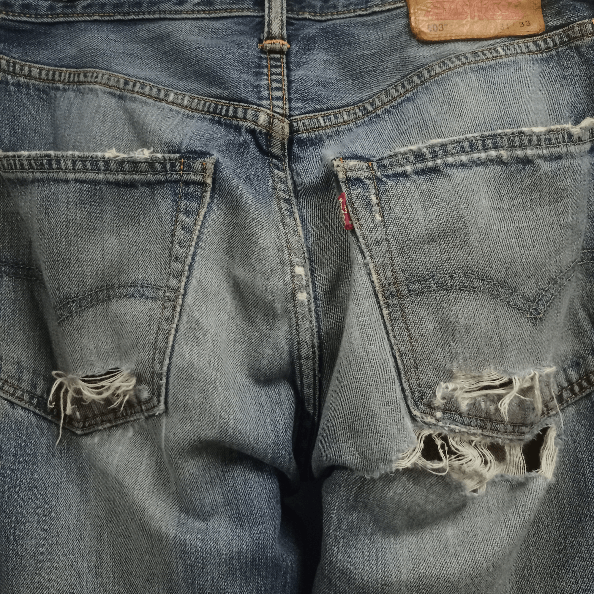 Levi's × Levi's Vintage Clothing Vintage LEVIS 503 Blue Wash Distressed Loose Jeans 31x30 Size US 31 - 6 Thumbnail