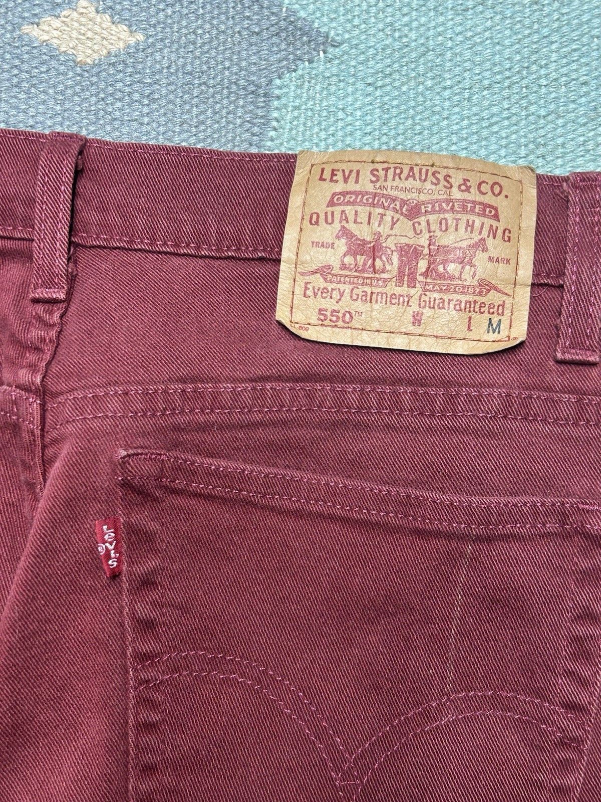 Levi's Vtg Levi’s 550 jeans maroon relaxed tapered womens 12 31x30 Size 31" - 4 Thumbnail