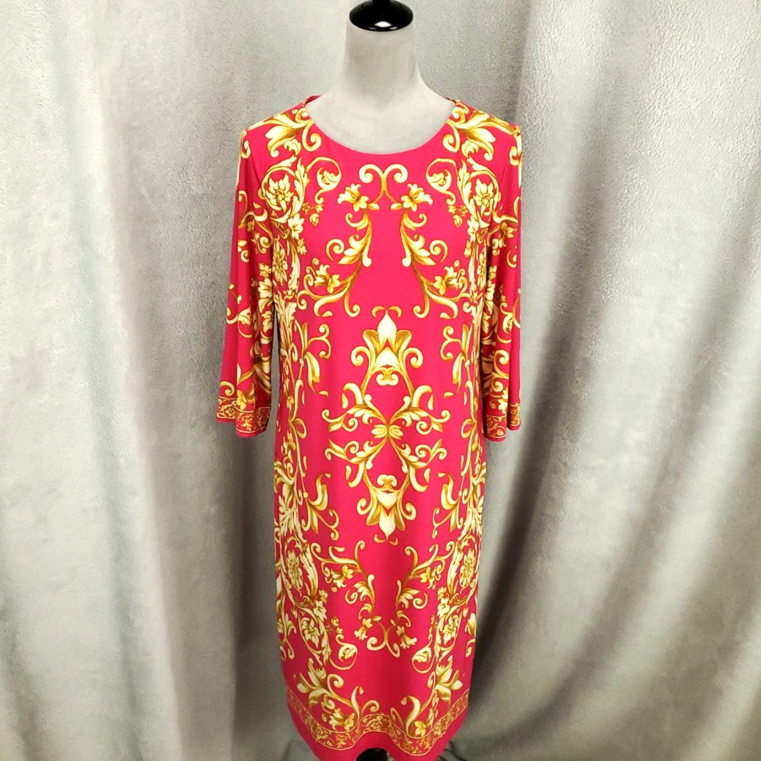 Vintage Chico's Dress Womens M Pink Knee Length Geometric Pullover Ity NWT Size M / US 6-8 / IT 42-44 - 2 Thumbnail