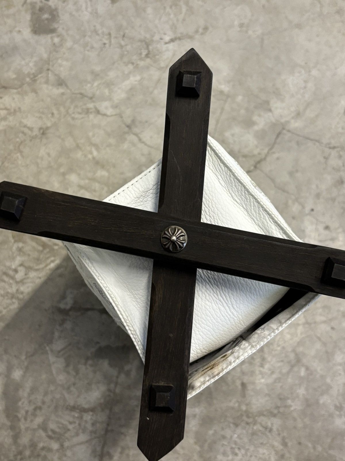 Chrome Hearts Ebony Wood & white leather rack with full cross patches Size ONE SIZE - 5 Thumbnail