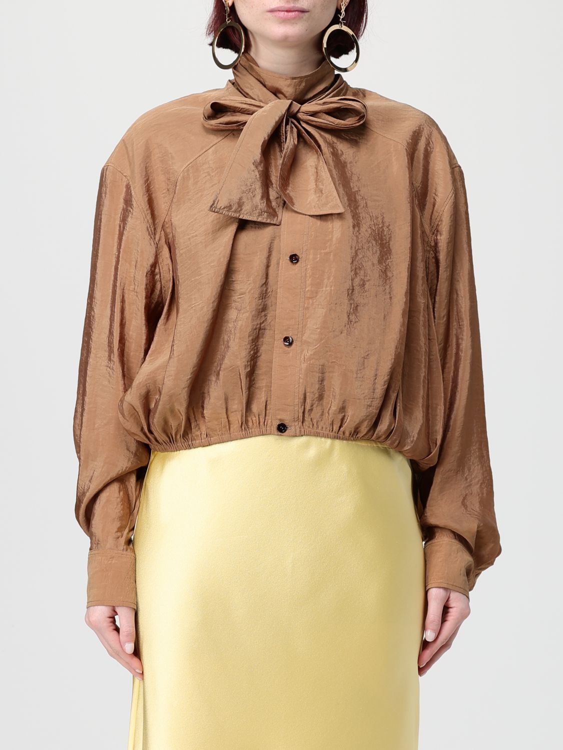 Saint Laurent Paris Saint Laurent Shirt Woman Brown Size XS / US 0-2 / IT 36-38 - 1 Thumbnail