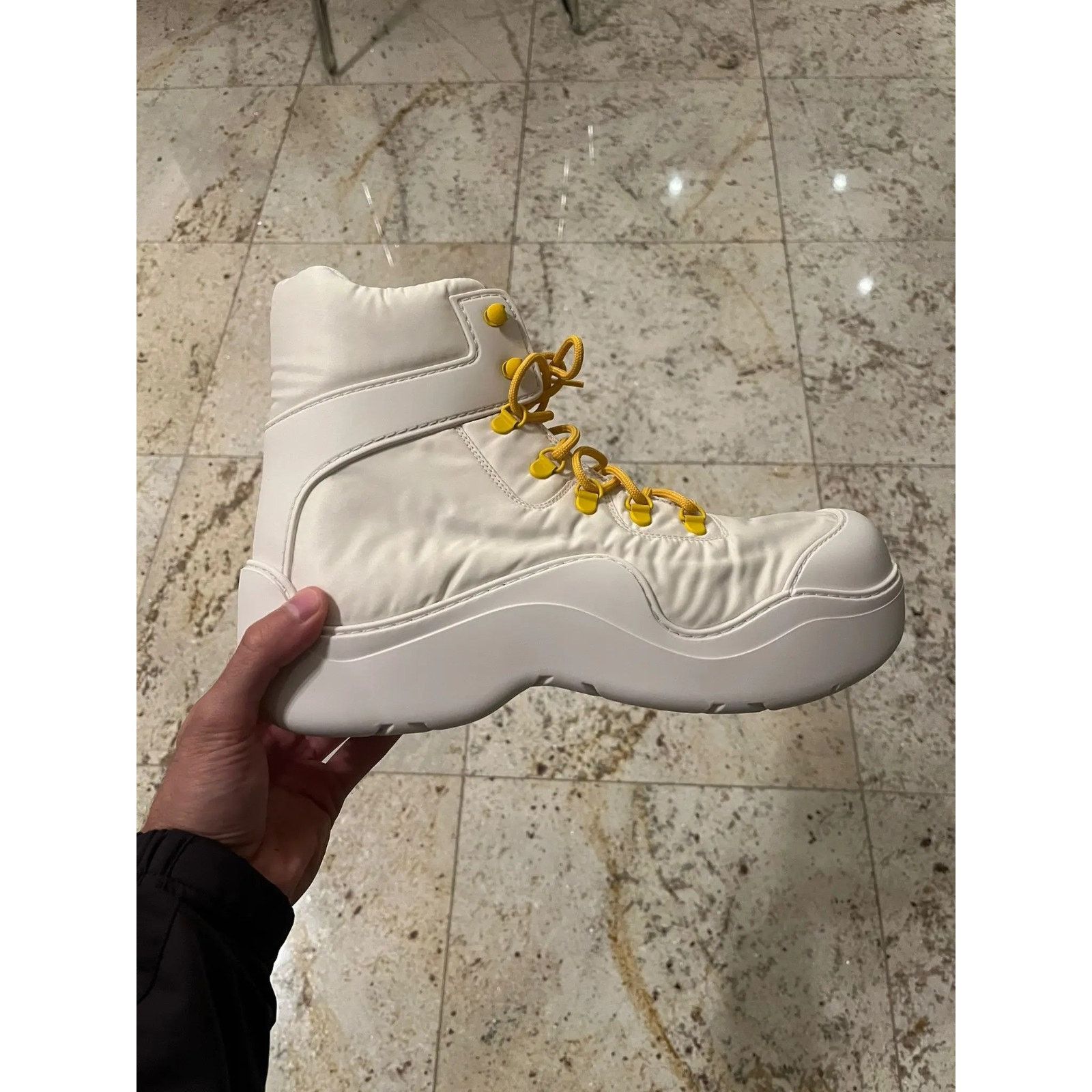 Bottega Veneta o1rshd1 Puddle Bomber Boots in String / Egg Yolk 43 Size US 10 / EU 43 - 15 Thumbnail