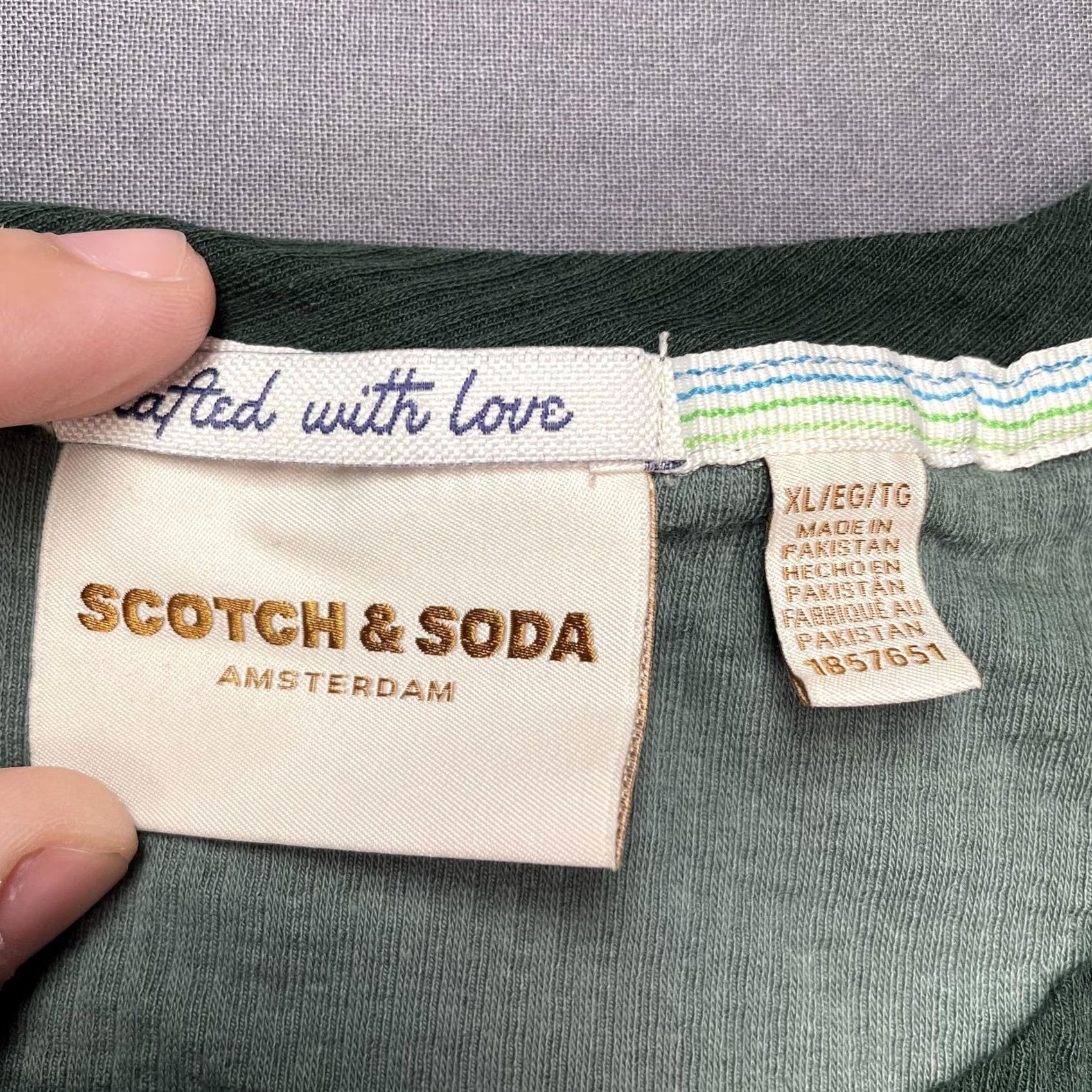 Scotch & Soda Scotch & Soda Shirt Mens XL Green Textured Waffle Knit Stretch Crewneck Tee Size US XL / EU 56 / 4 - 2 Thumbnail