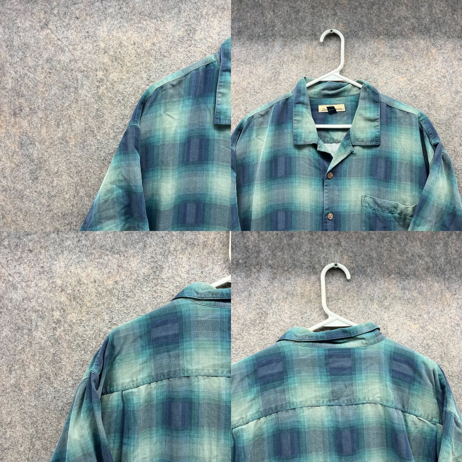 Tommy Bahama Tommy Bahama Shirt Mens XL Blue Men Silk Plaid Button Short Sleeve Green Casual Size US XL / EU 56 / 4 - 8 Thumbnail