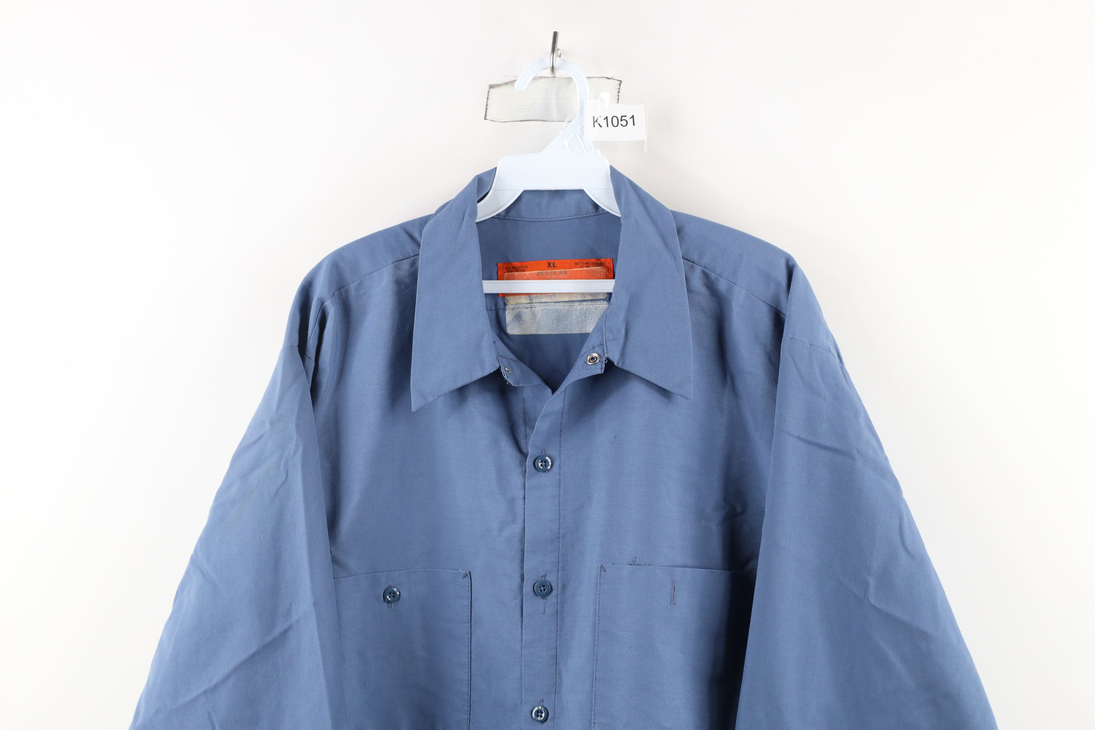 Vintage Vintage 90s Streetwear Mechanic Button Shirt Blue USA Size US XL / EU 56 / 4 - 2 Thumbnail