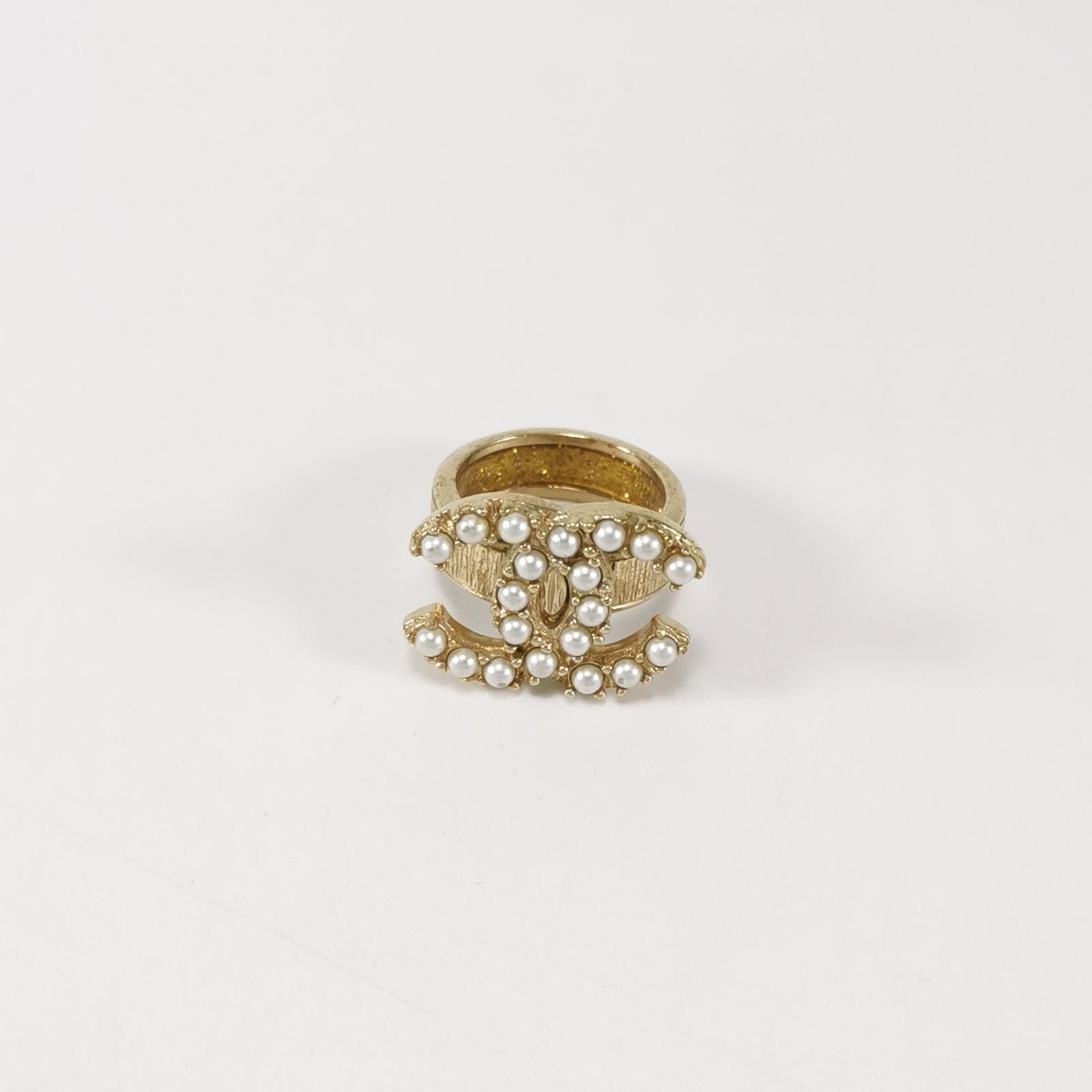 Chanel Chanel Imitation Pearl Double C Logo Ring Size 15 -z2505 Size ONE SIZE - 2 Thumbnail
