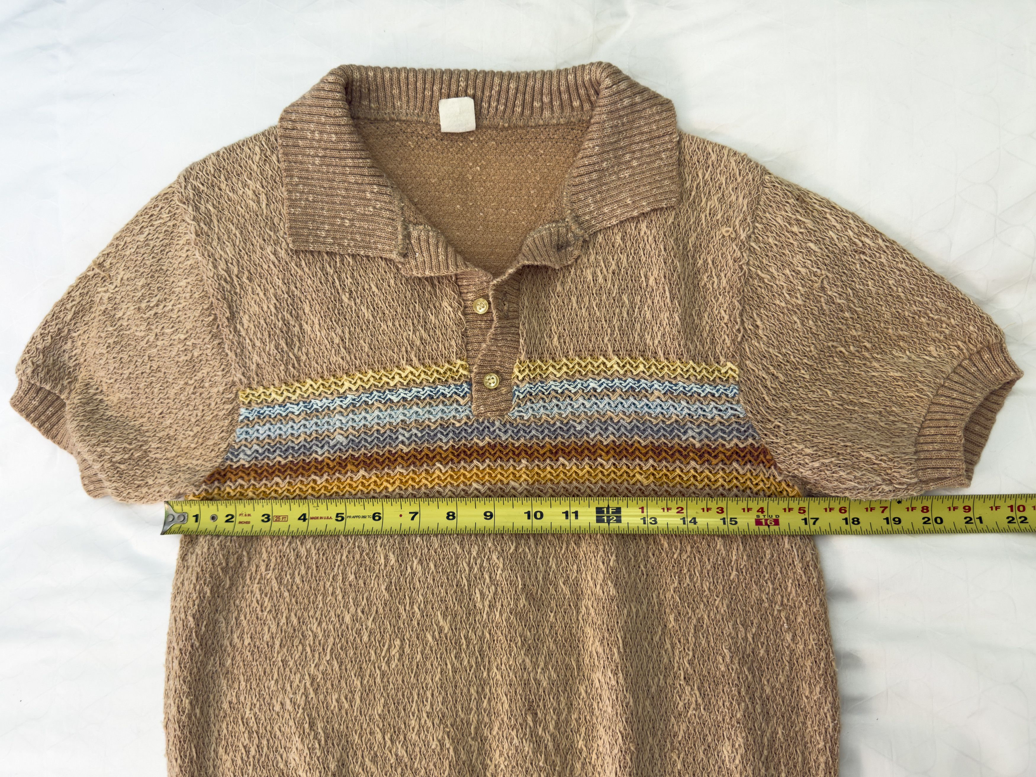 Other Standout Vintage 70s Textured Knit Polo Shirt Size US S / EU 44-46 / 1 - 6 Thumbnail