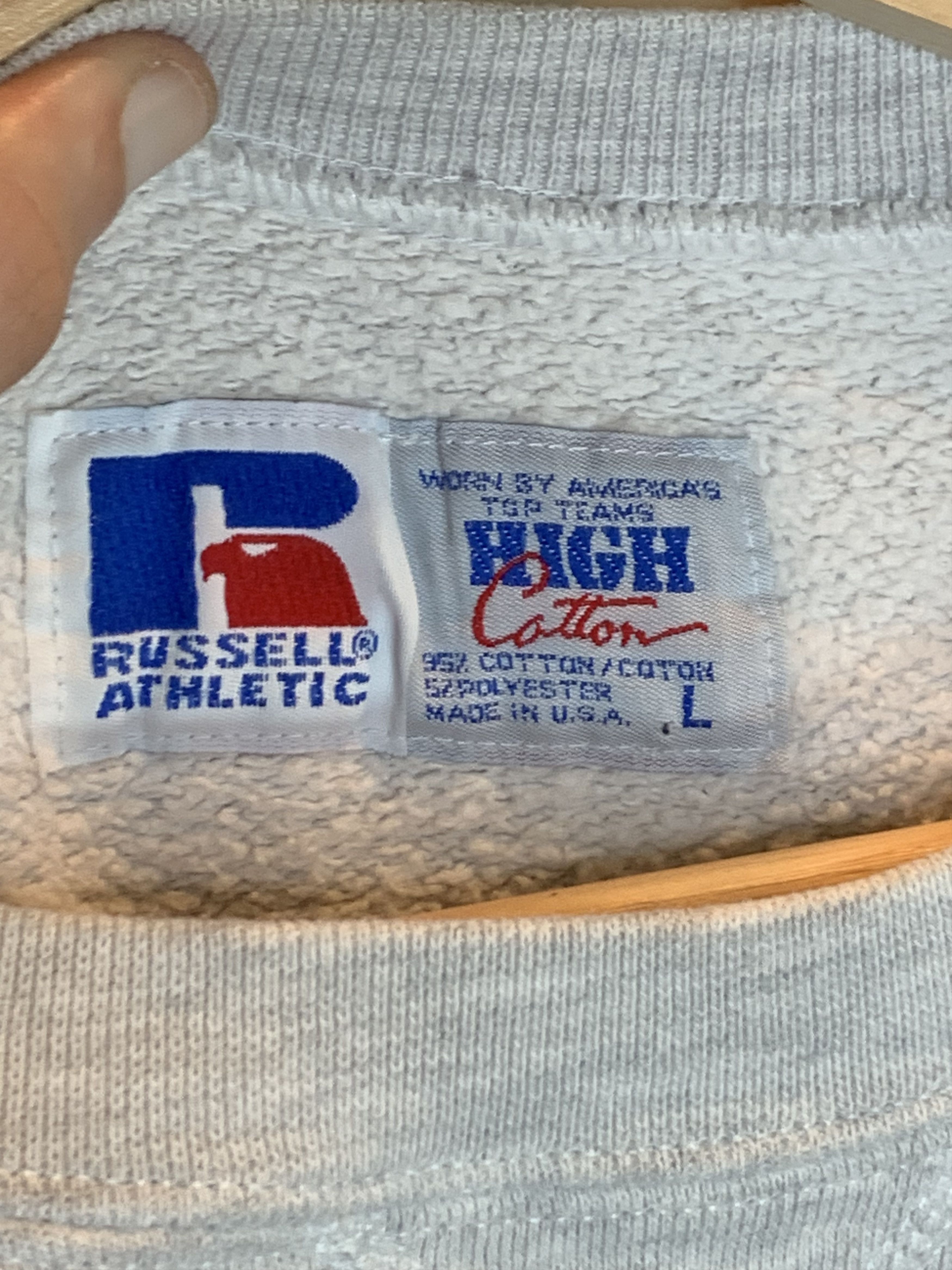 Russell Athletic *RARE* Vintage Osage Plaid Patch USA-Made Russell Sweatshirt Size US L / EU 52-54 / 3 - 7 Thumbnail