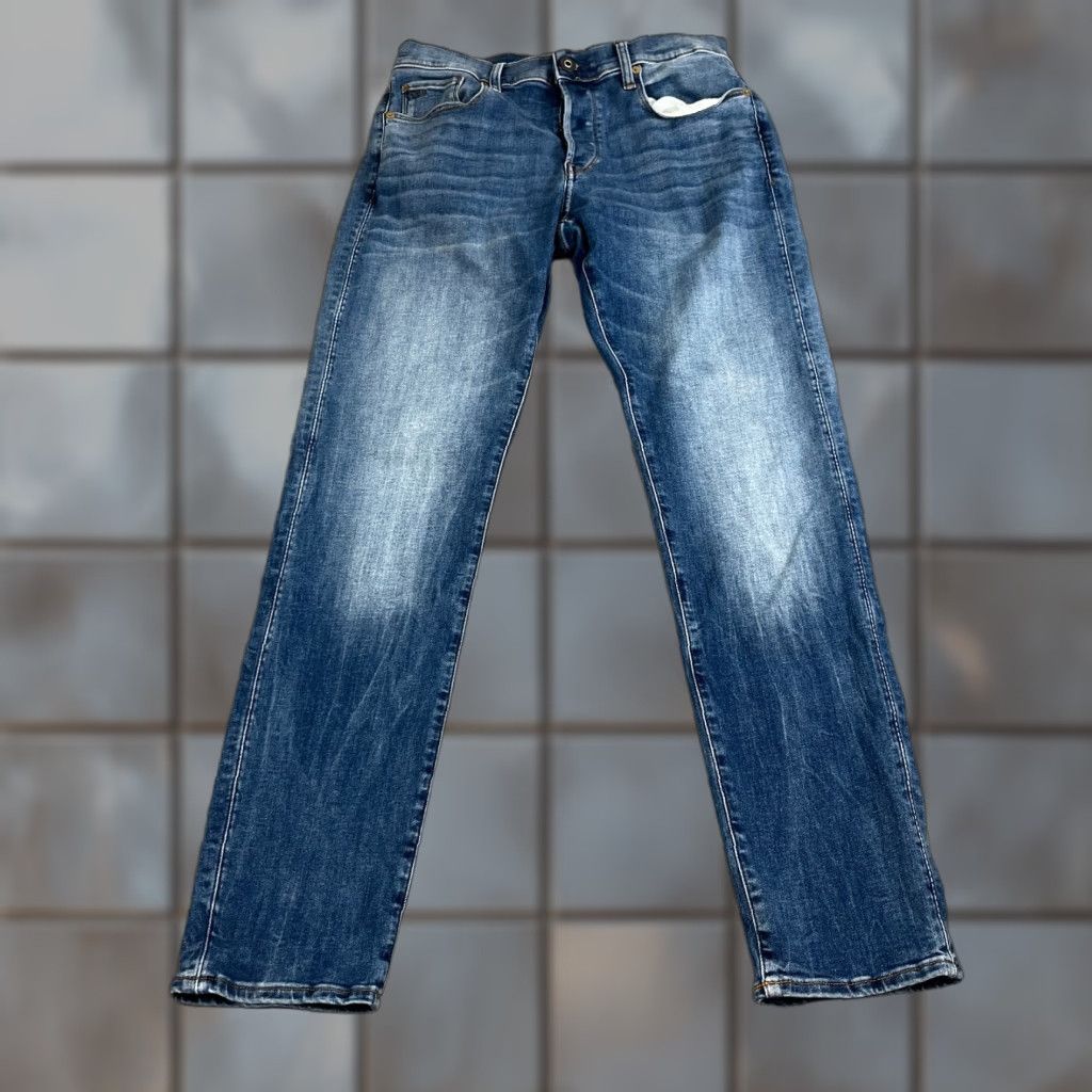 G-Star G-Star Jeans Slim Skinny 30 32 Medium Wash Blue Stretch Whiskers 3301 Mens Denim 5-Pocket Comfort Stretch Size US 30 / EU 46 - 1 Thumbnail