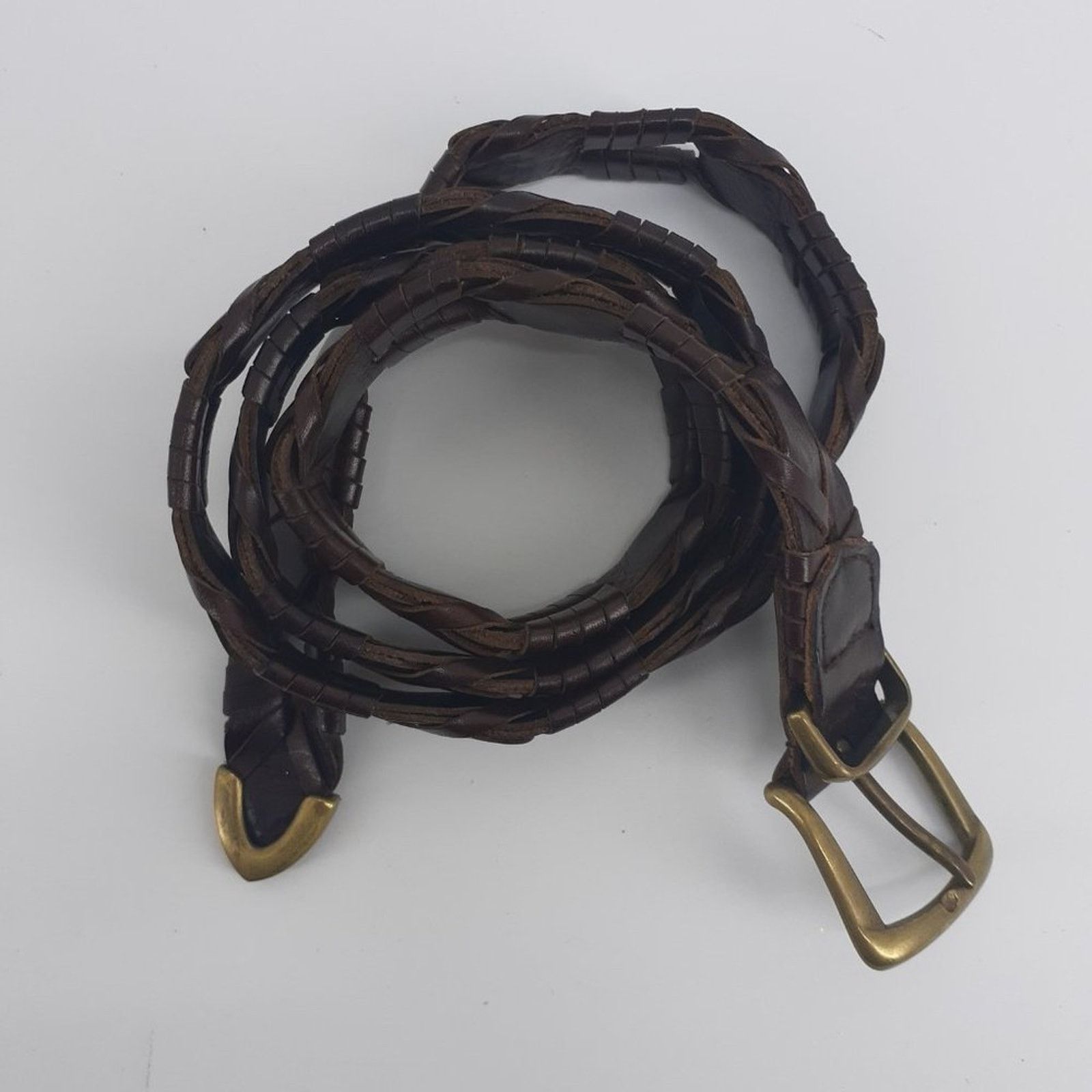 Fossil Fossil Men's Genuine Leather Links Gold Tone Buckle Brass Size ONE SIZE - 2 Thumbnail