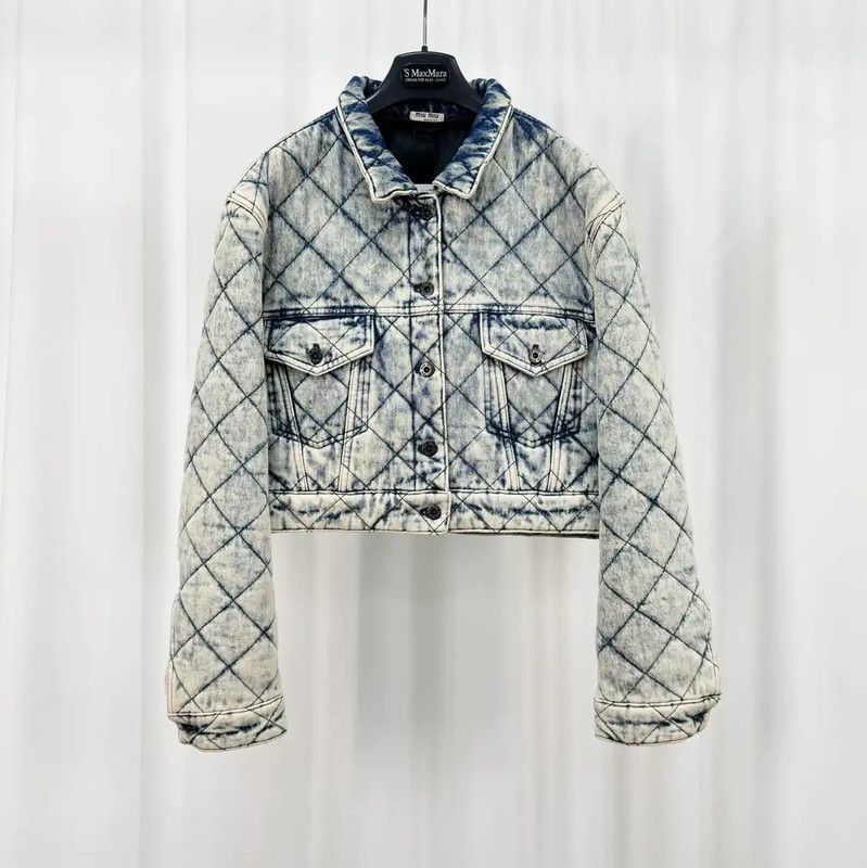 Miu Miu Miu Miu Quilted Denim Crop Jacket for Women 0089 Size M / US 6-8 / IT 42-44 - 1 Thumbnail
