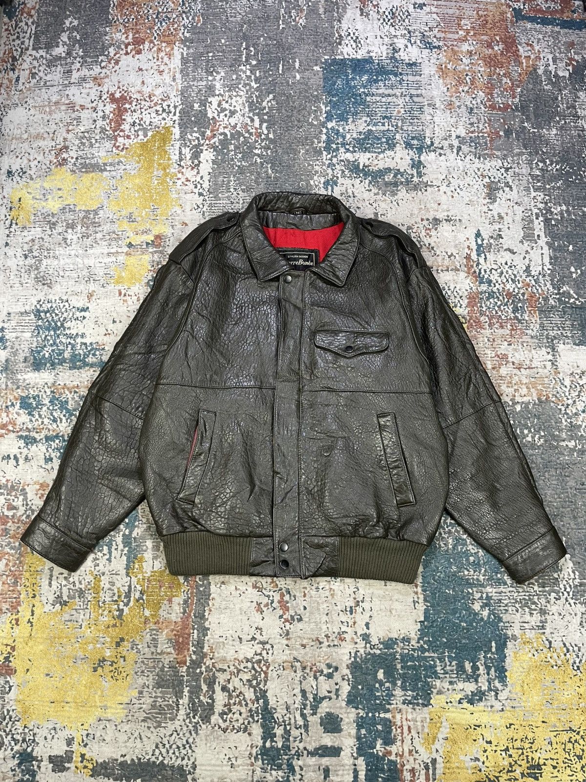 Genuine Leather Vtg Distressed Crumbled Sheepskin Leather Bombers Size US M / EU 48-50 / 2 - 1 Thumbnail