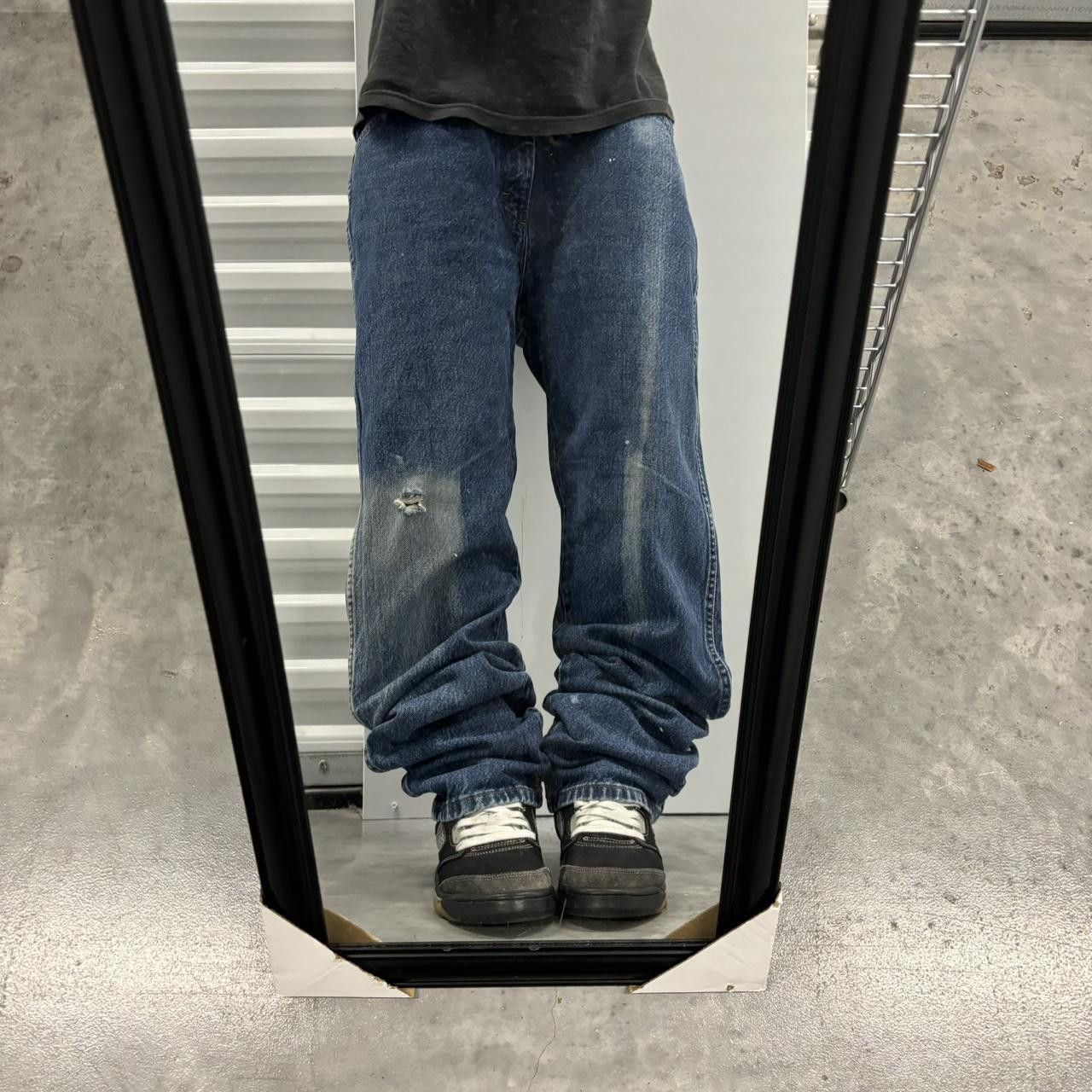 Japanese Brand × Vintage Crazy Vintage Y2K/2000s Grunge Faded Dark Wash Denim Jeans! Size US 33 - 1 Thumbnail