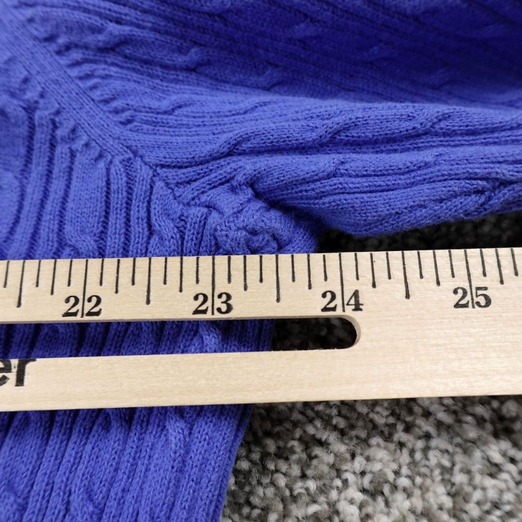 Vintage Fisherman Sweater Womens XL Blue V Neck 3D Aran Cable Knit Pullover Sweatshirt Size XL / US 12-14 / IT 48-50 - 6 Thumbnail