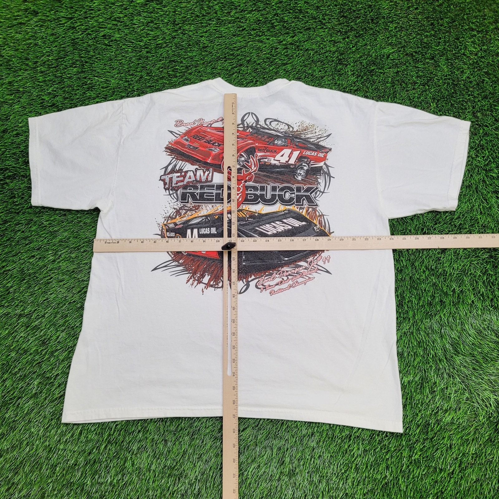 Vintage Vintage 90s Red-Buck Dirt Track Racing Shirt XL 24x27 Whtie Size US XL / EU 56 / 4 - 3 Thumbnail