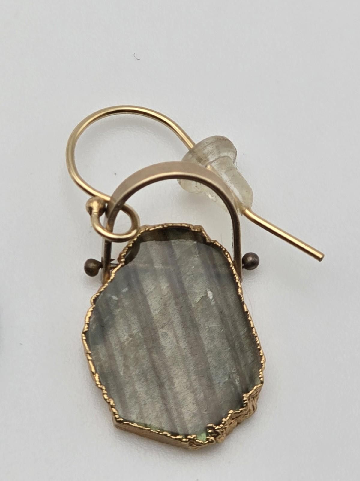 Studio D'Artisan Labradorite Slice Earrings 14K GF Strong Flash Boho Artisan Size ONE SIZE - 3 Thumbnail