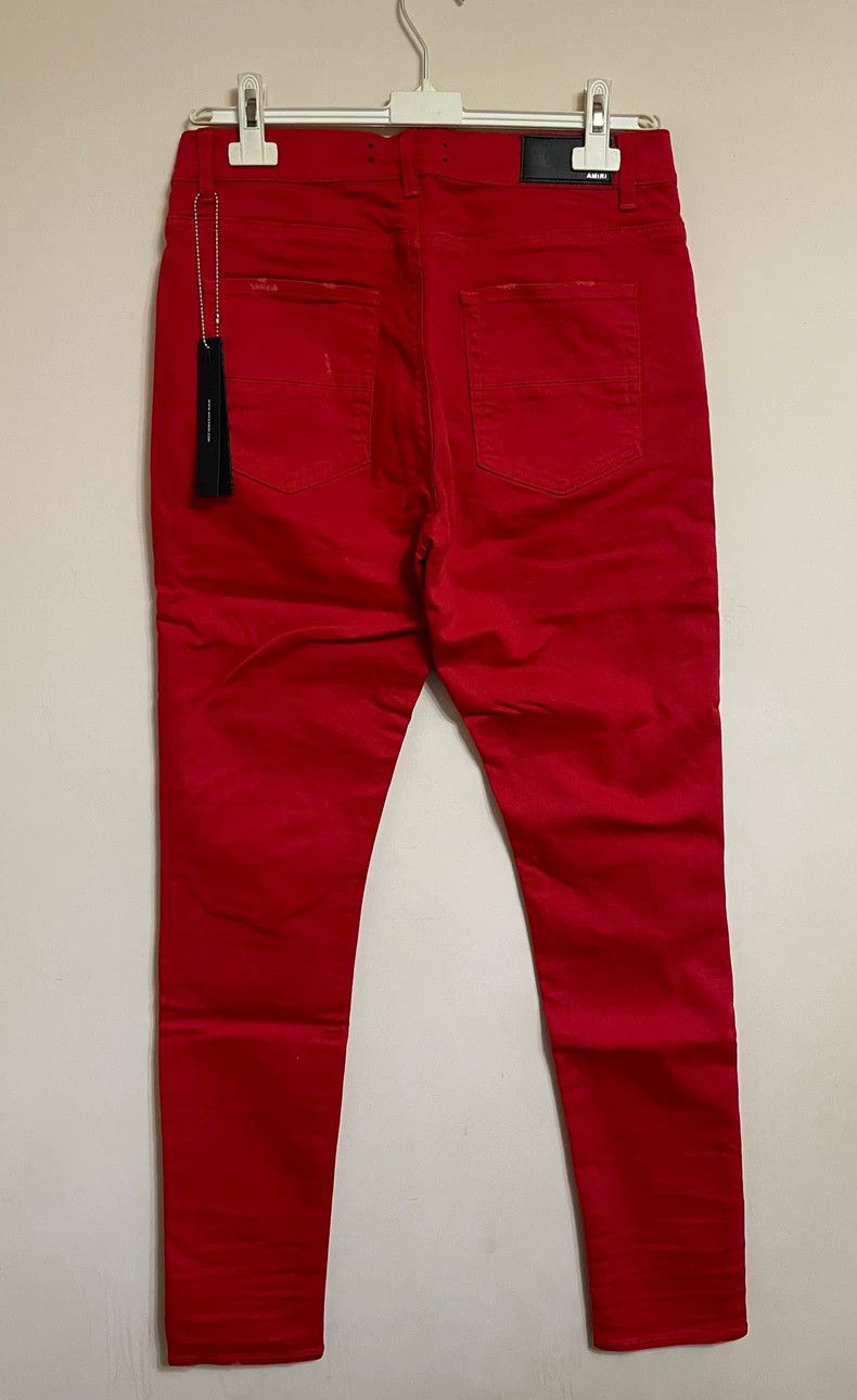 Amiri Amiri MX1 Red Leather Patch Jeans Size US 30 / EU 46 - 2 Thumbnail