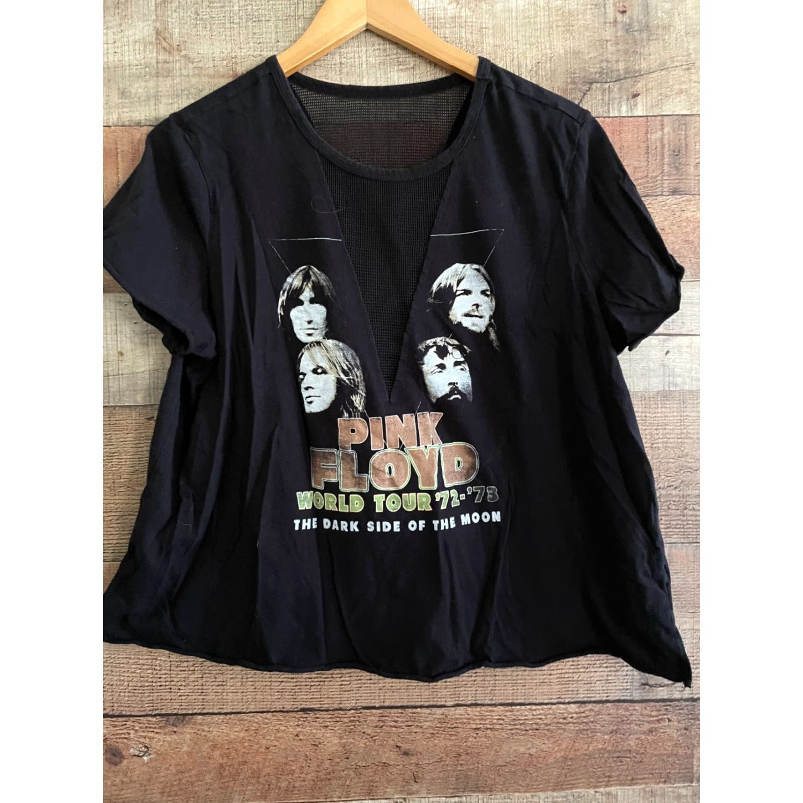 Vintage Womens XL Pink Floyd Cropped Shirt Short Sleeve Black T-Shirt Size XL / US 12-14 / IT 48-50 - 2 Thumbnail
