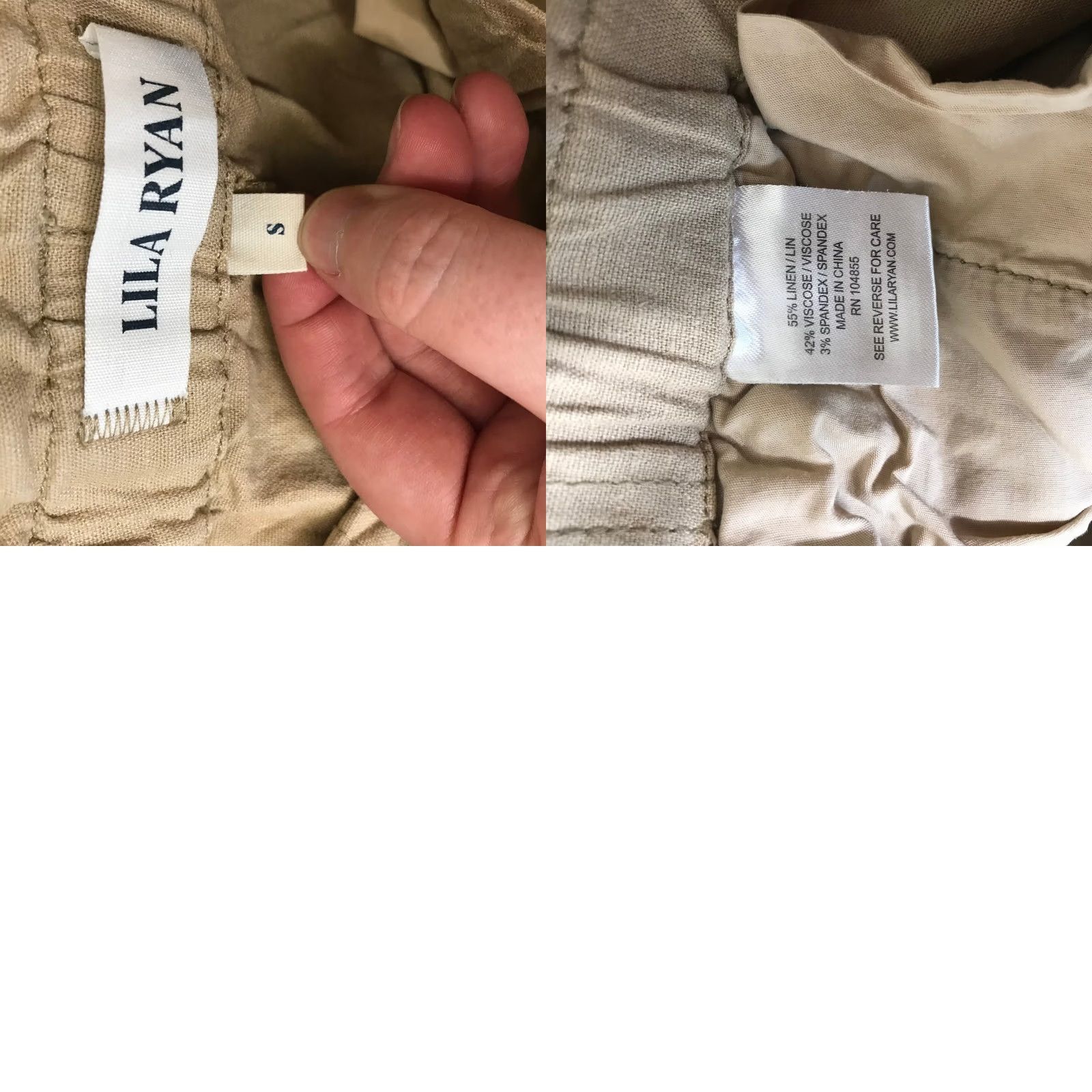 Vintage Lila Ryan Paperbag Waist Linen Blend Pants Small Tan Beige Straight Leg Tie Belt Pockets Women Size 28" / US 6 / IT 42 - 8 Thumbnail