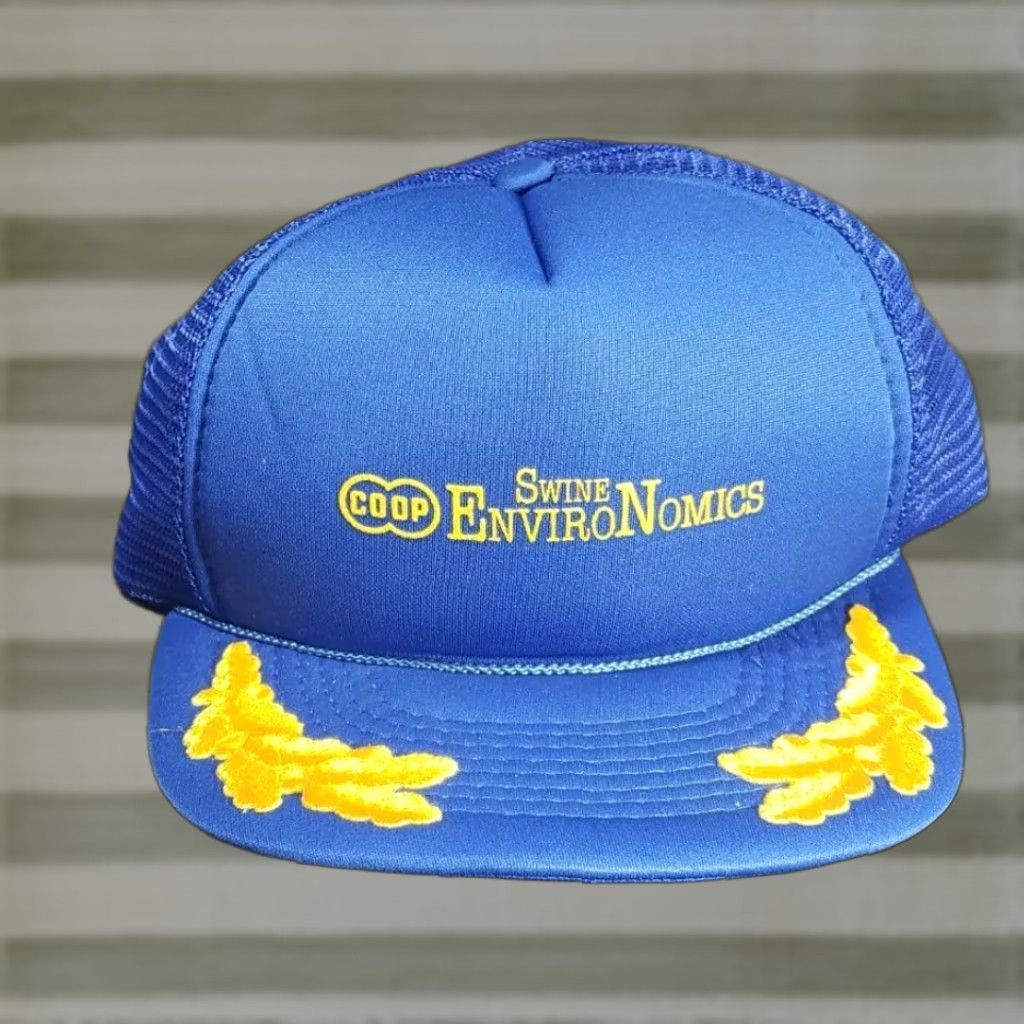 Vintage VTG Coop Swine Environomics Blue Hat Snapback Cap Rope Gold Oak Leaves Work Trucker Hat Adjustable Mens USA Style Summer Fall Spring Size ONE SIZE - 1 Thumbnail