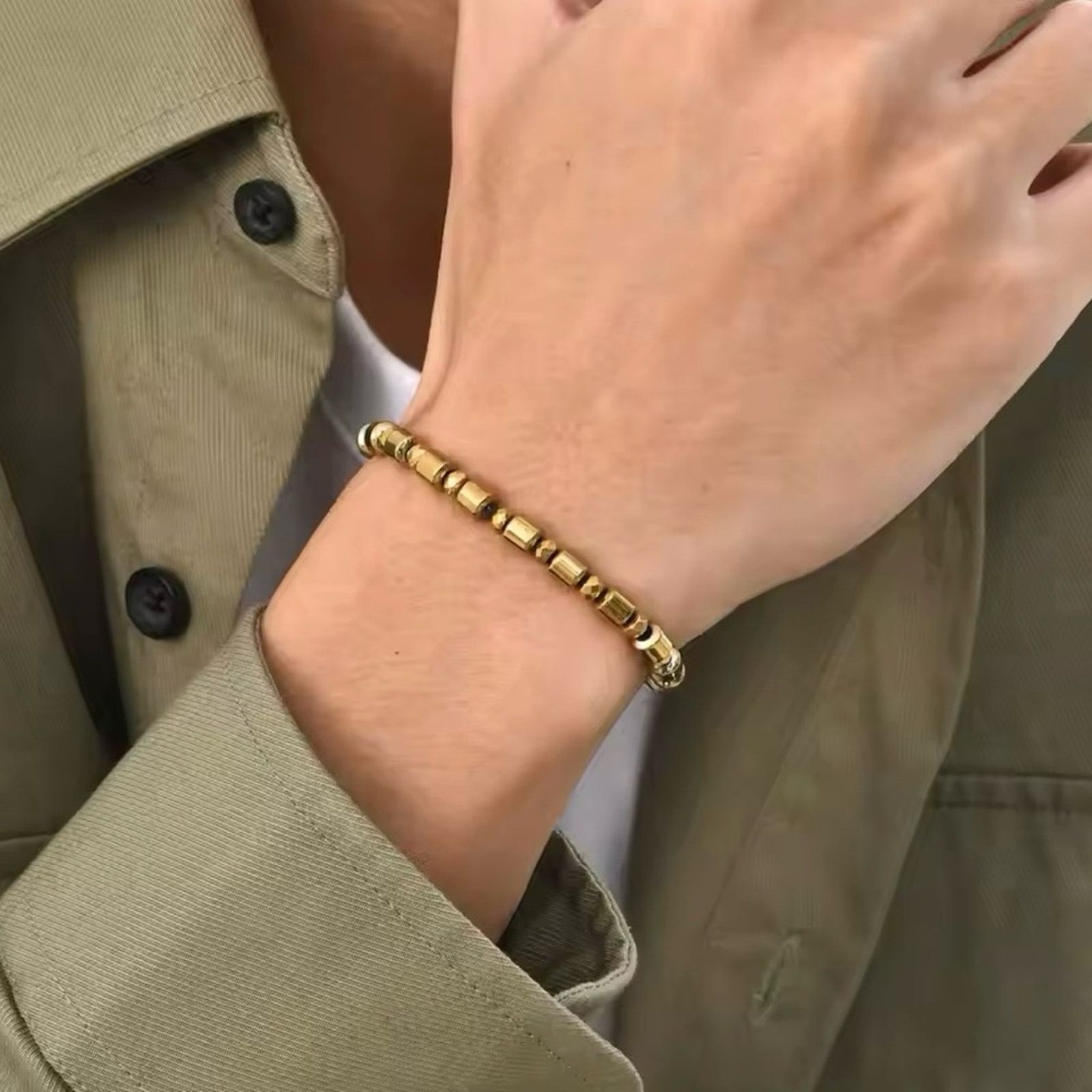 Other Gold Hematite Beaded Bracelet for Men Size ONE SIZE - 3 Thumbnail