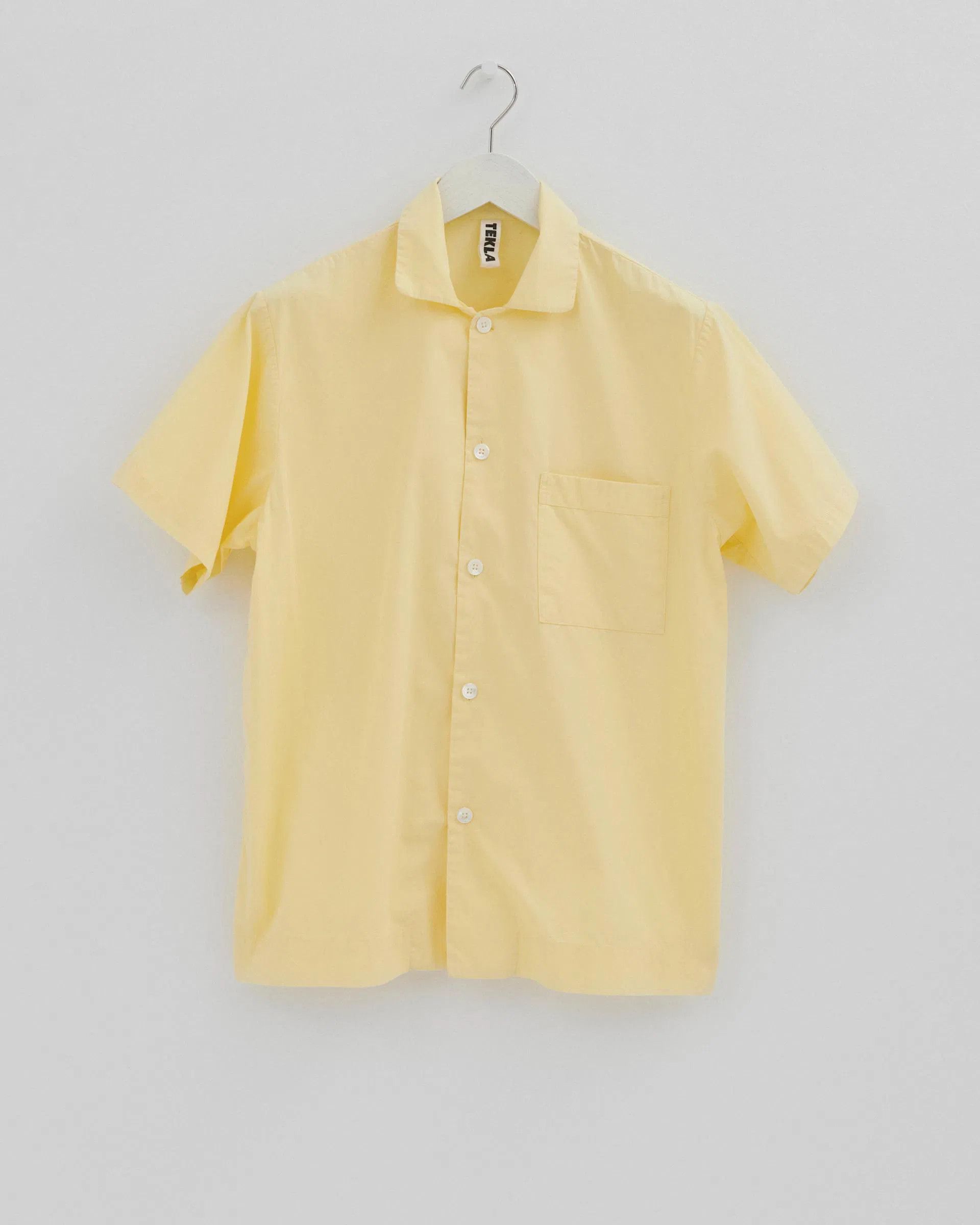 Tekla o1mle0525 Unisex Poplin Short Sleeve Shirt in Lemonade Size XS / US 0-2 / IT 36-38 - 1 Thumbnail
