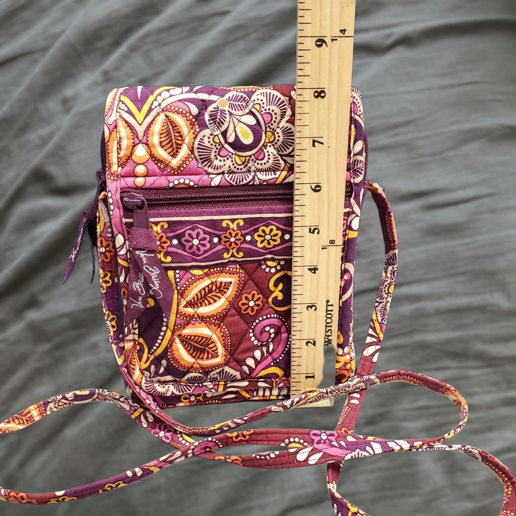 Vintage Vera Bradley Hipster Crossbody Bag Womens Purple Multi Fabric Paisley Zip Pocket Size ONE SIZE - 1 Thumbnail